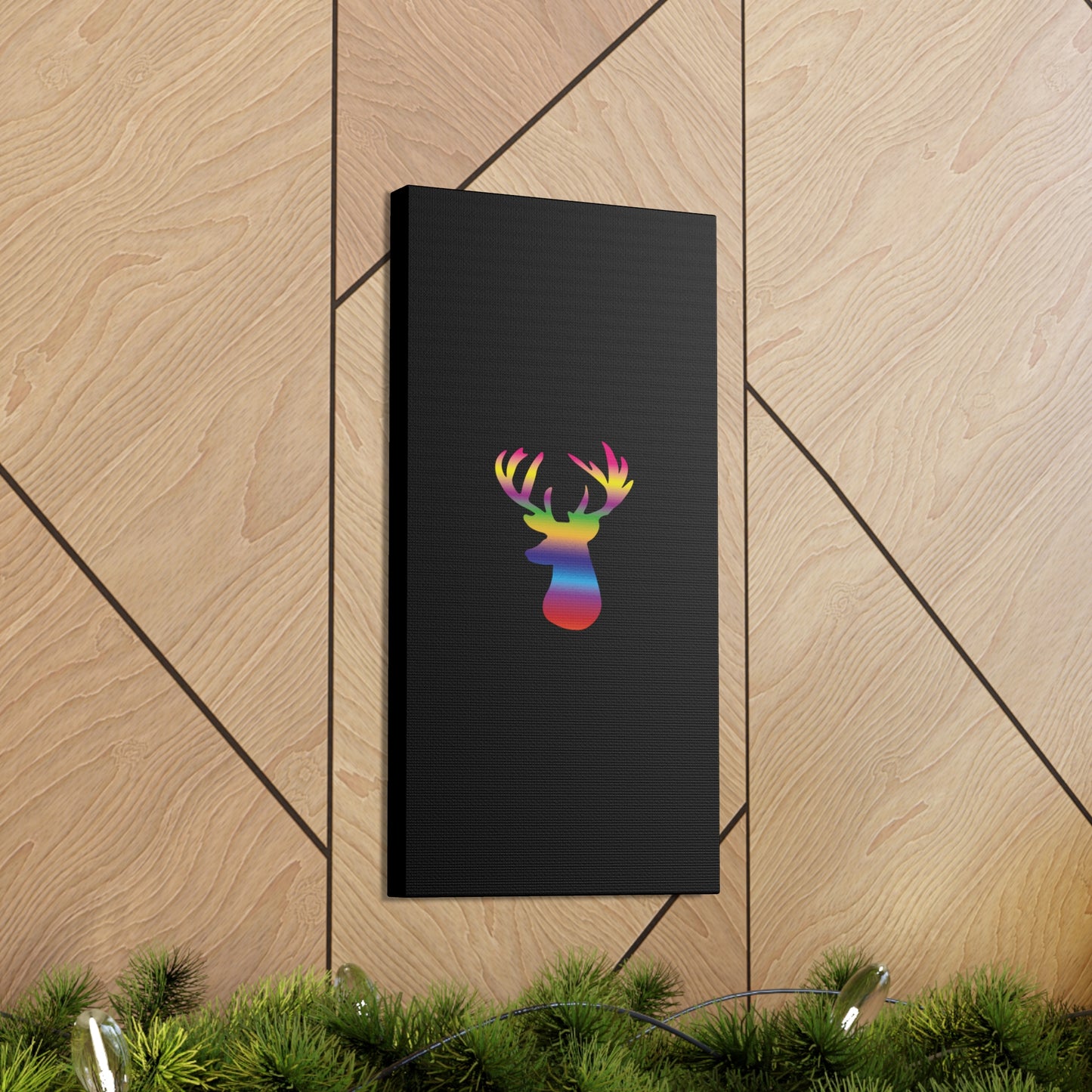 Rainbow Stag Head Canvas Gallery Wraps