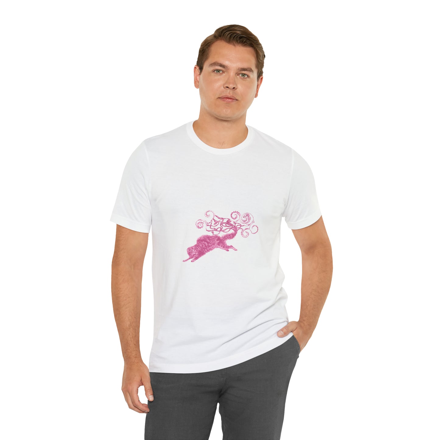 Pink Cat's Tail Art Unisex Jersey Short Sleeve Tee