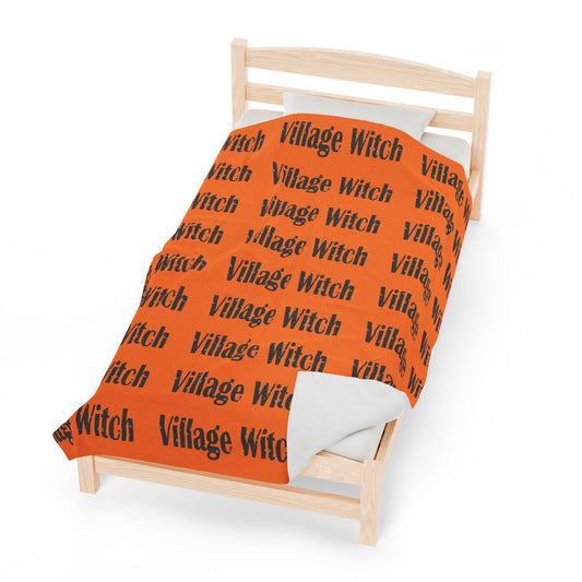 Village Witch Orange Velveteen Plush Blanket