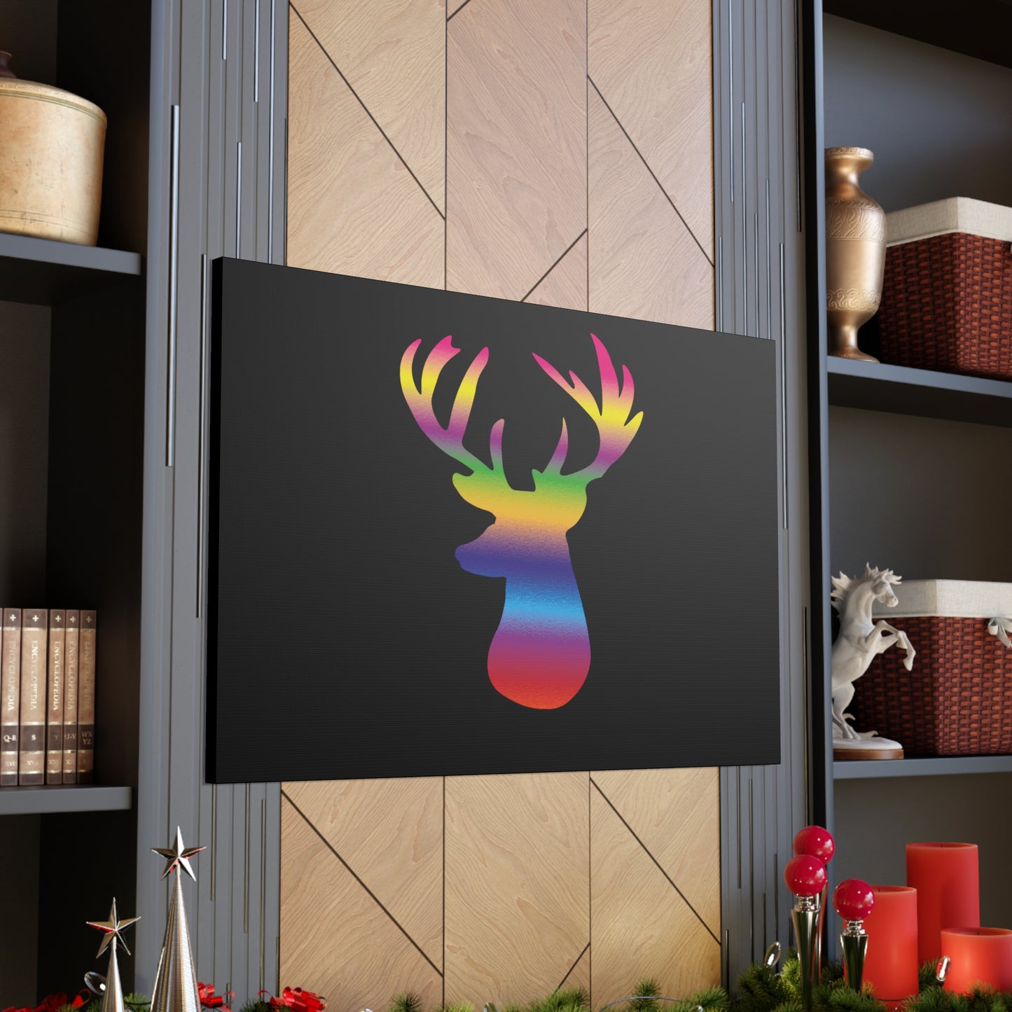 Rainbow Stag Head Canvas Gallery Wraps