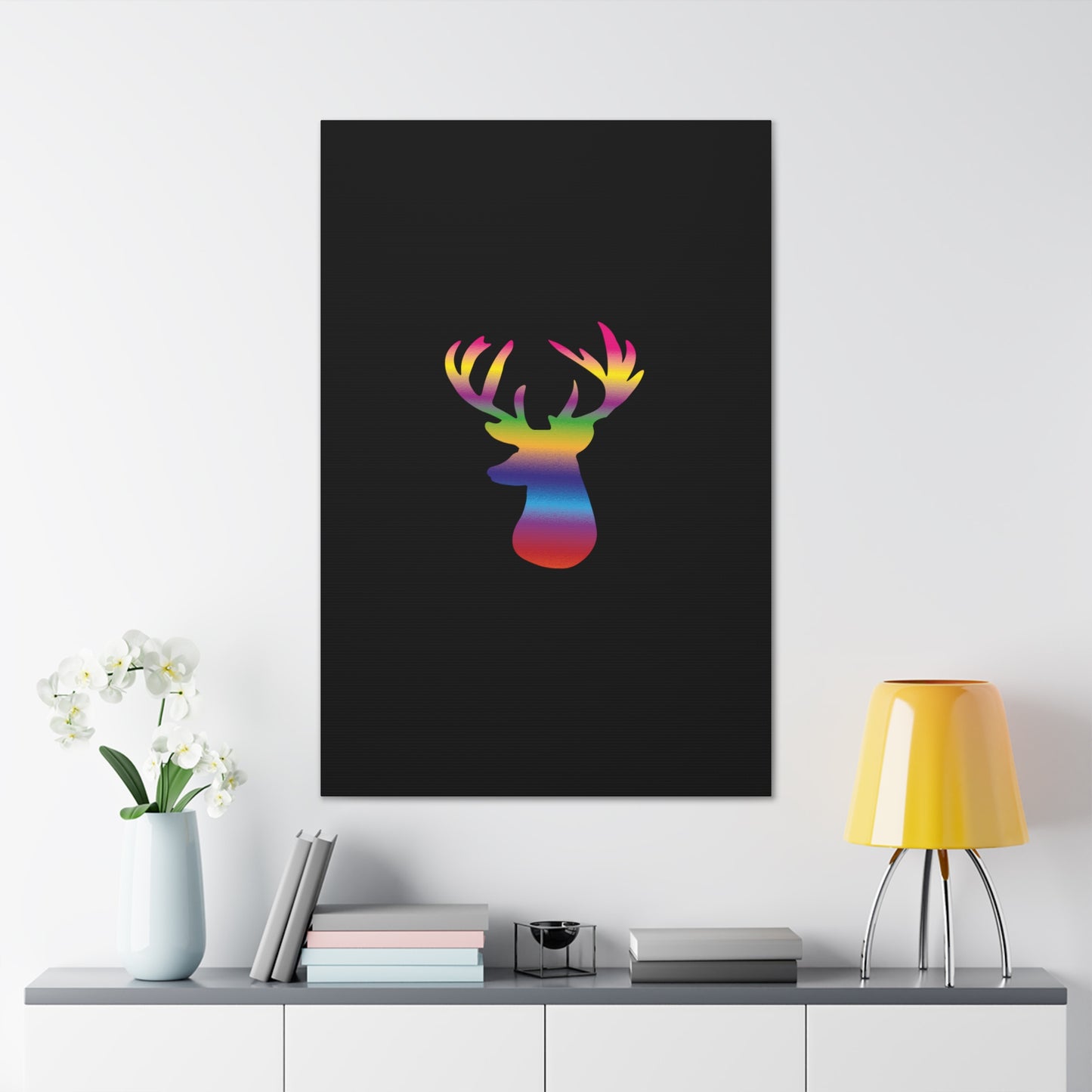 Rainbow Stag Head Canvas Gallery Wraps