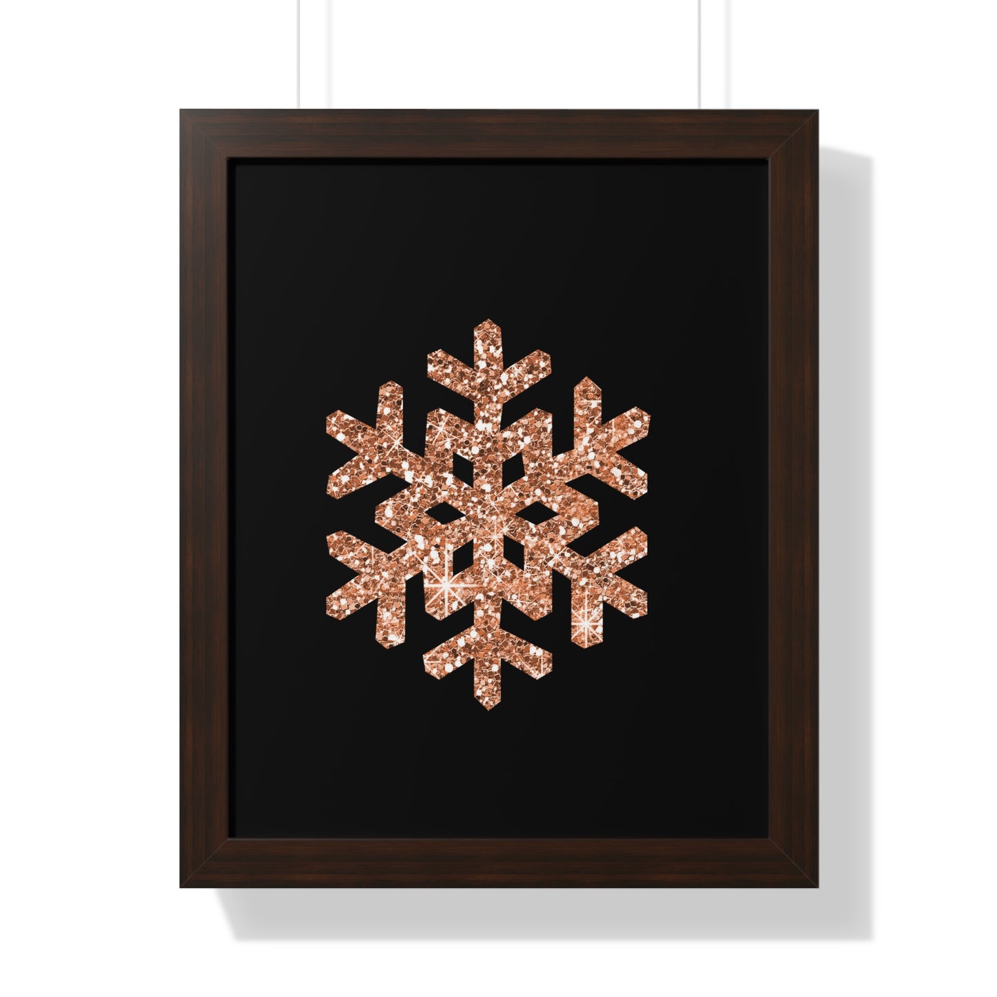 Rose Gold Snowflake Art Framed Vertical Poster