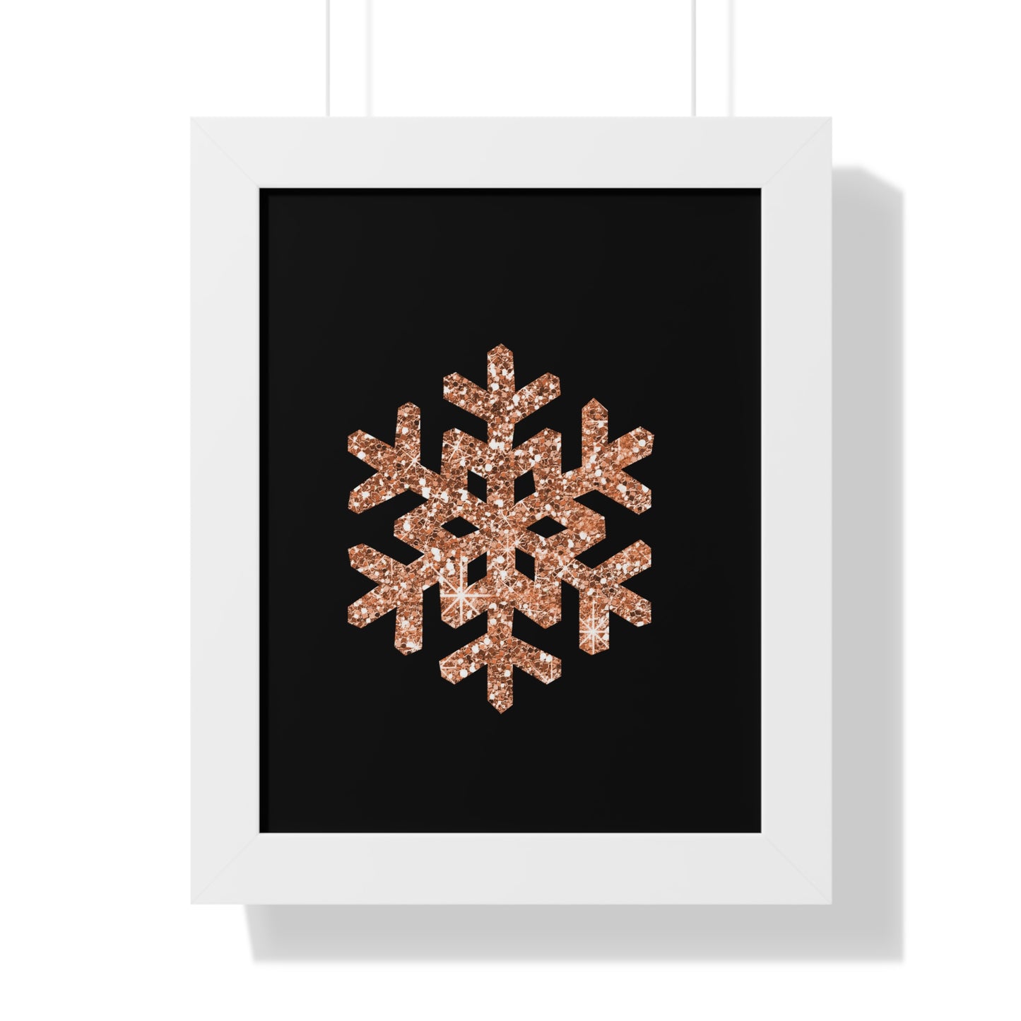 Rose Gold Snowflake Art Framed Vertical Poster