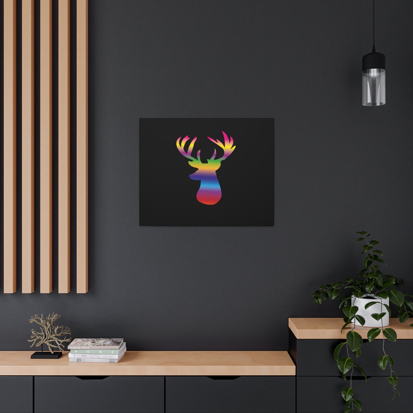 Rainbow Stag Head Canvas Gallery Wraps