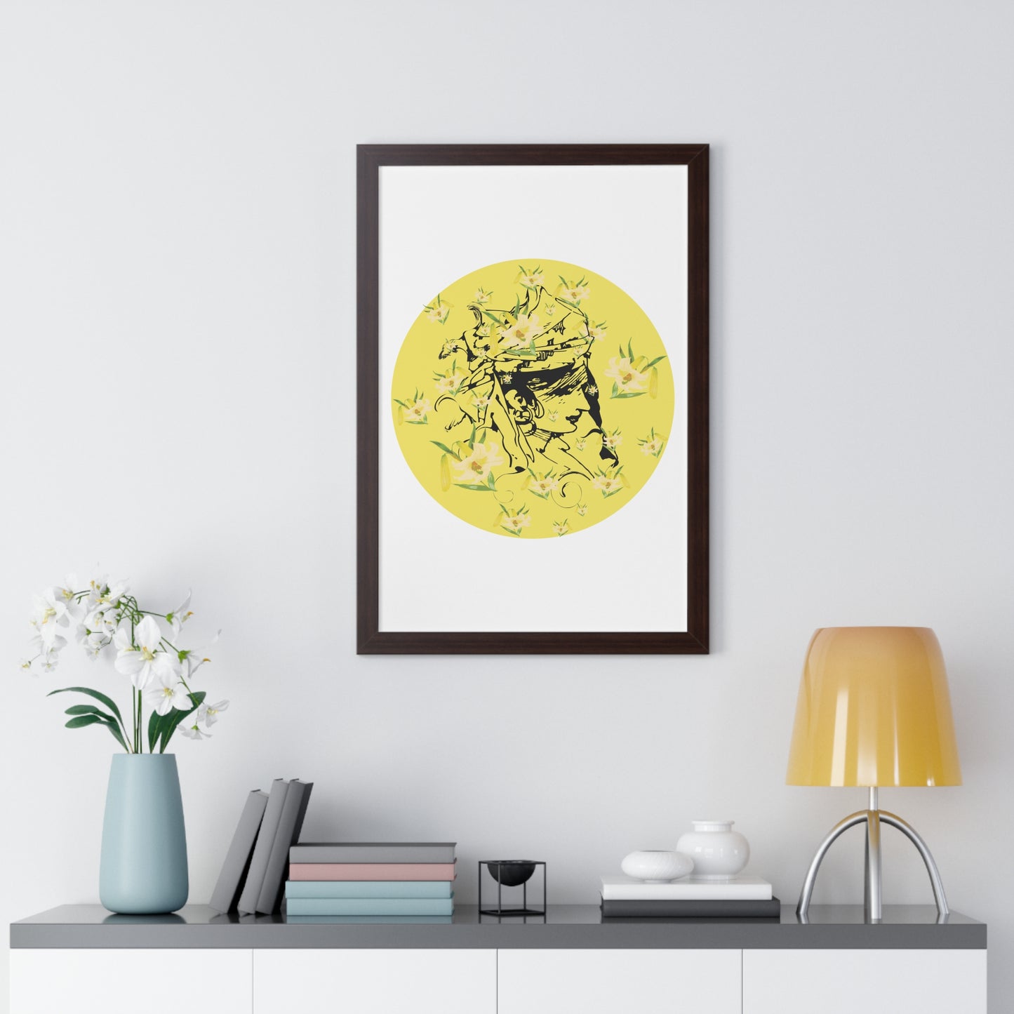 Daffodili Woman Art Framed Vertical Poster