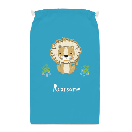 Lion Roarsome Illustration, Turquoise Sack