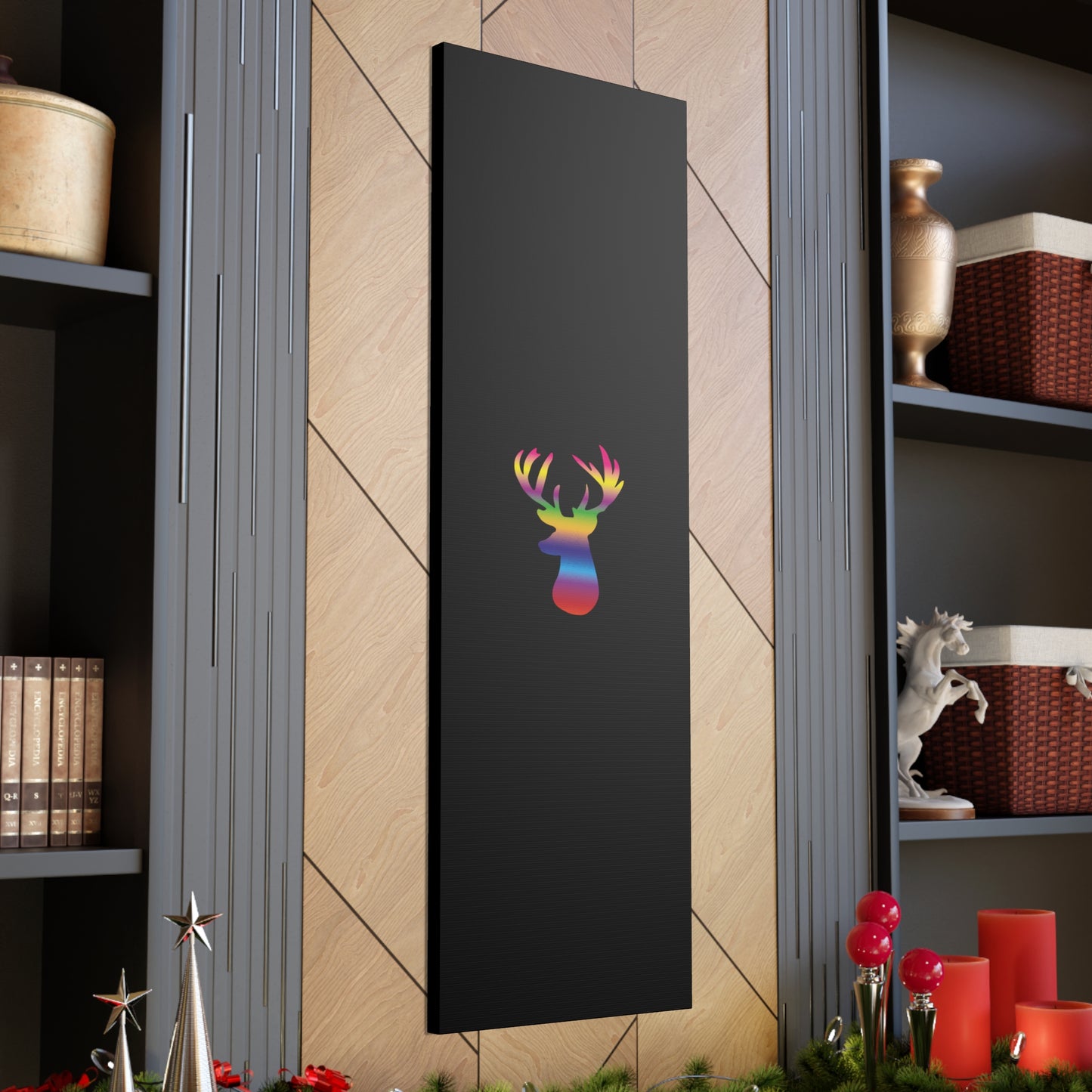 Rainbow Stag Head Canvas Gallery Wraps