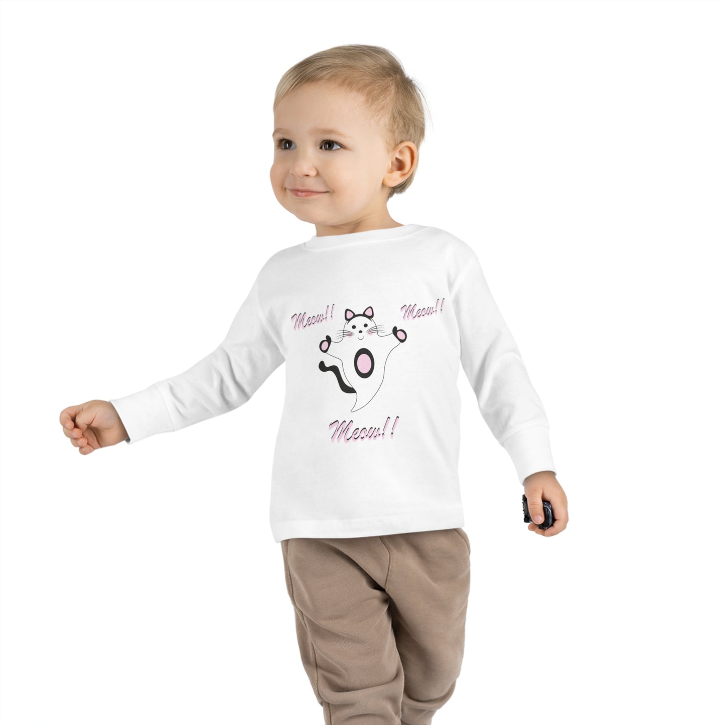 Meow!! Cat Ghost Toddler Long Sleeve Tee