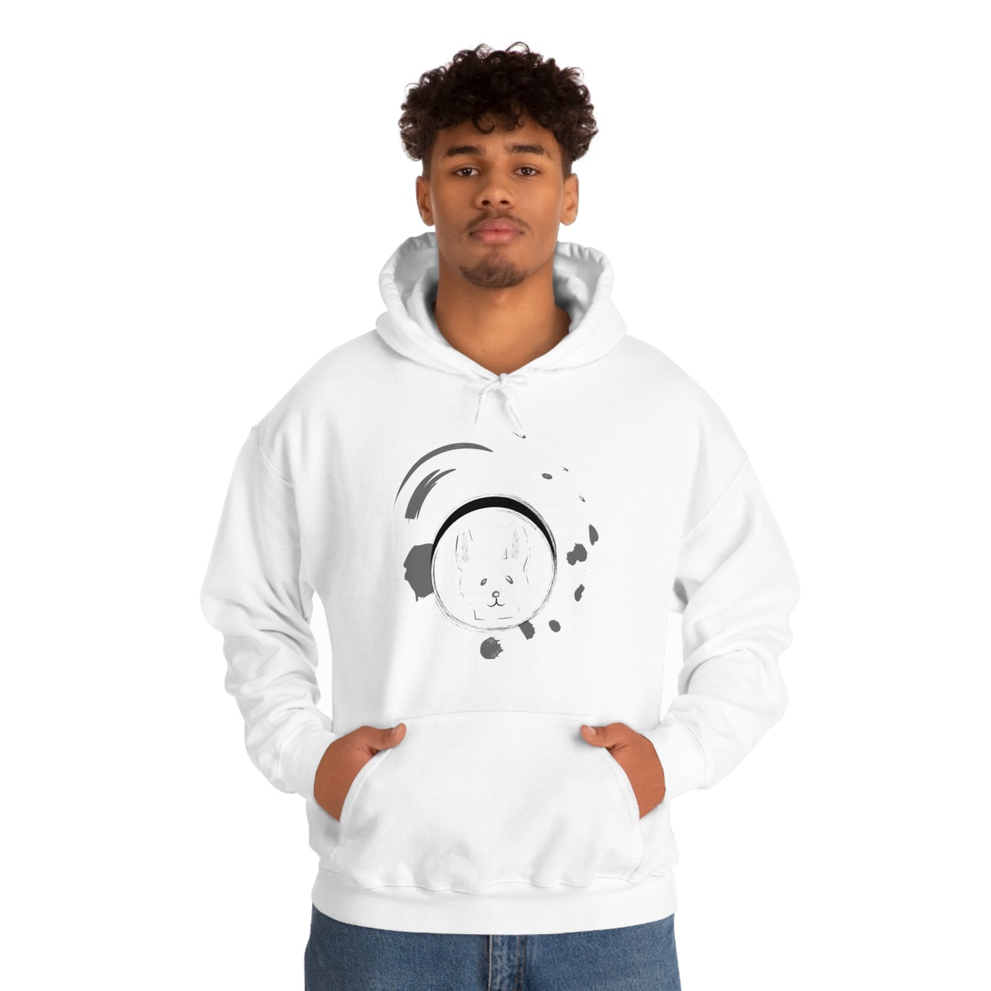 Rabbit Ink Black & White Art Unisex Heavy Blend™ Hooded Sweatshirt