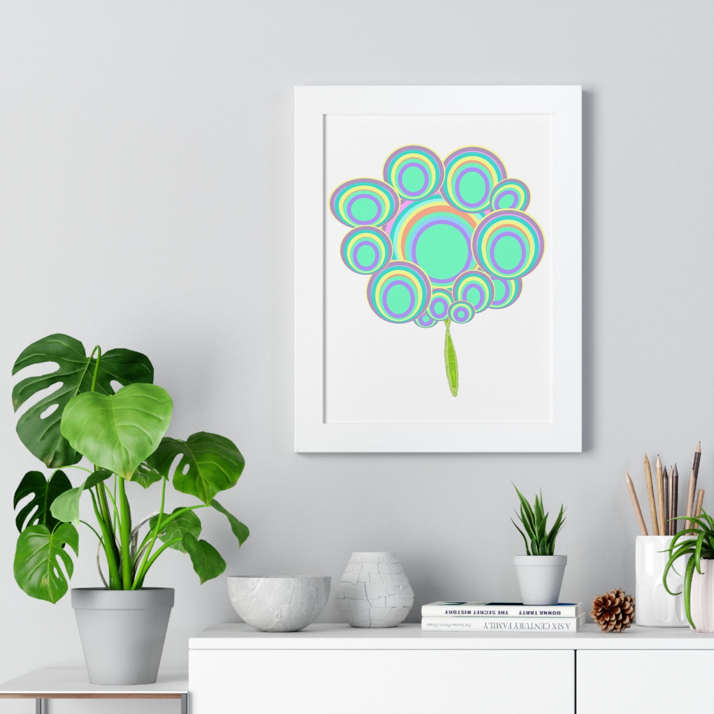 Circle Tree Art Illustration Framed Vertical Poster