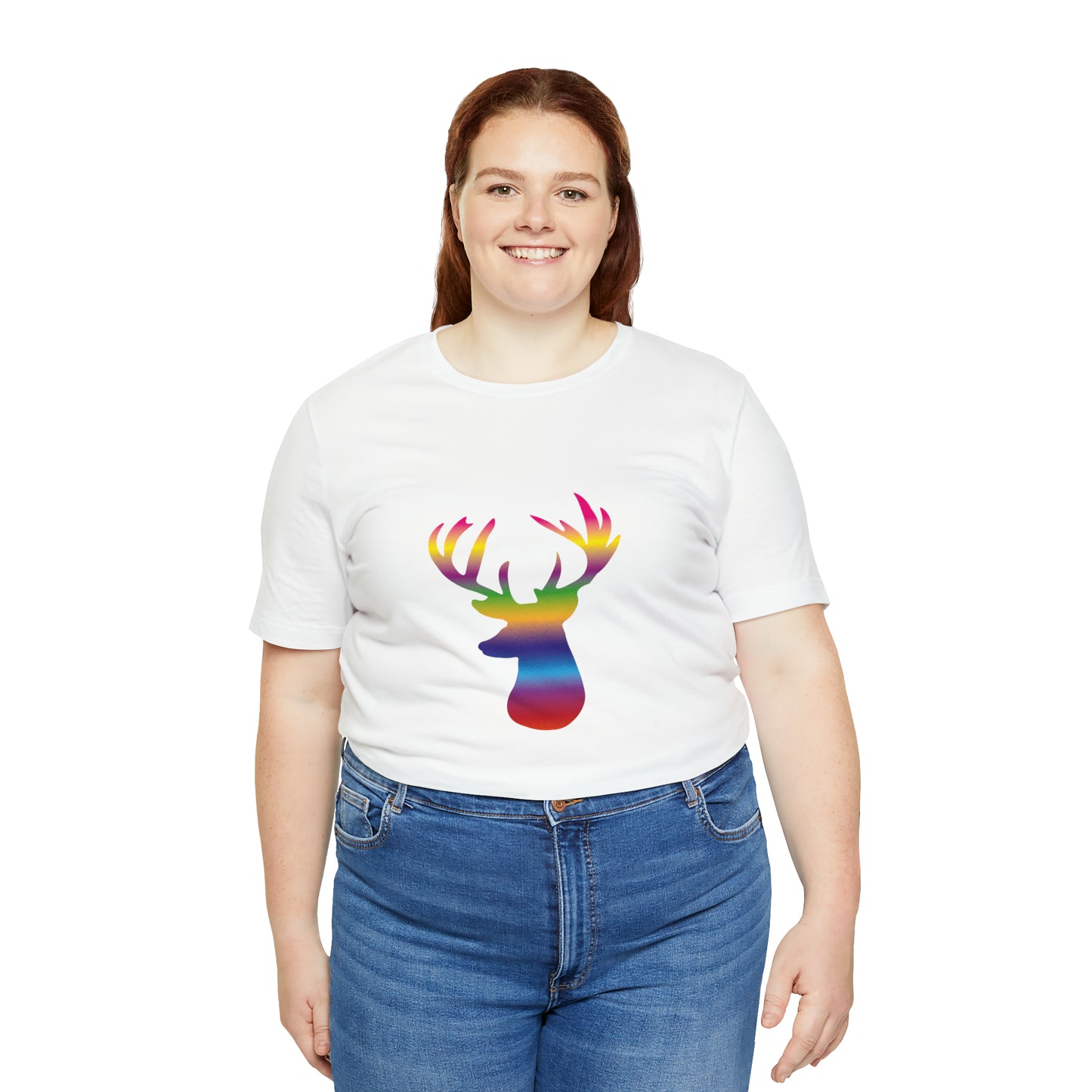 Rainbow Stag Head Unisex Jersey Short Sleeve Tee