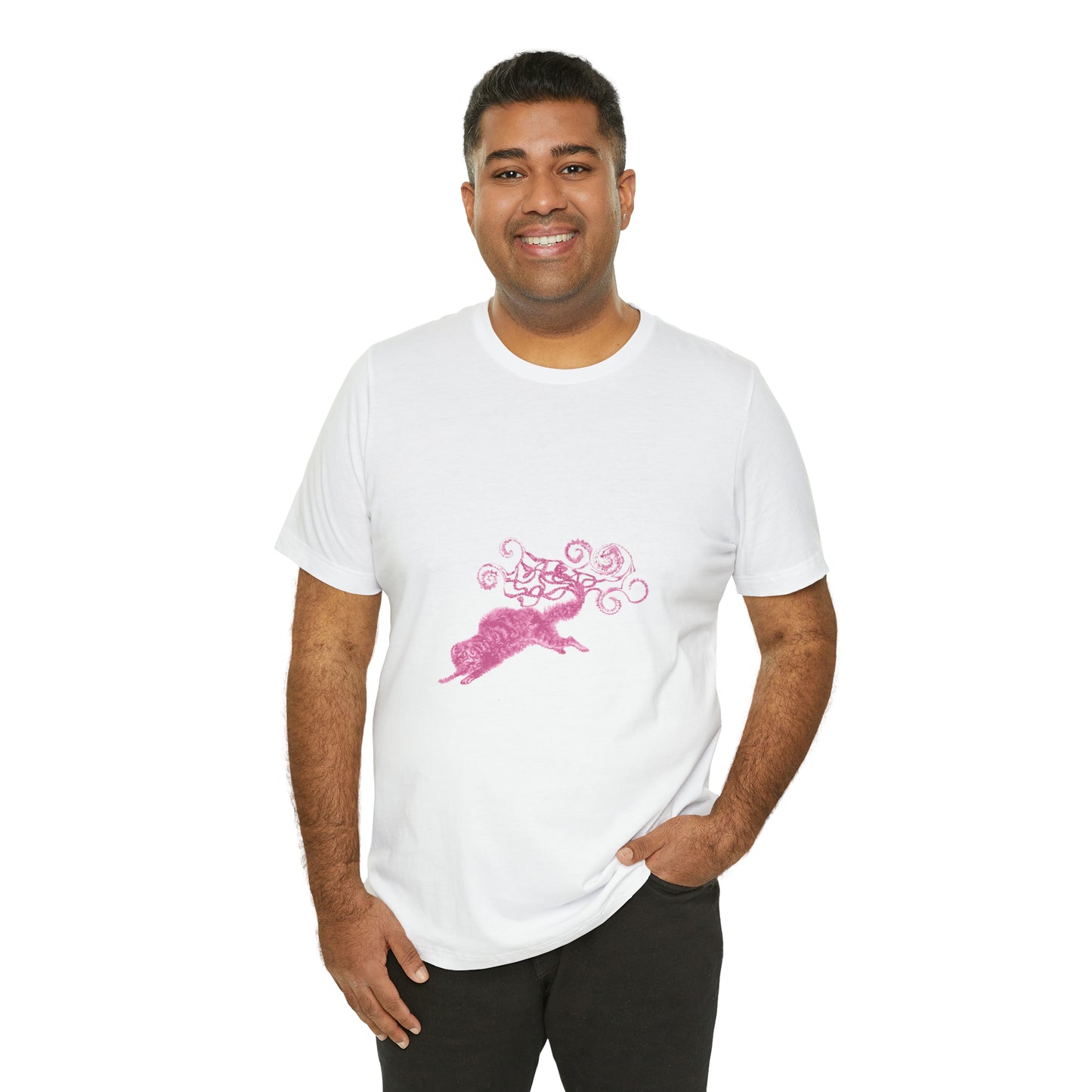 Pink Cat's Tail Art Unisex Jersey Short Sleeve Tee