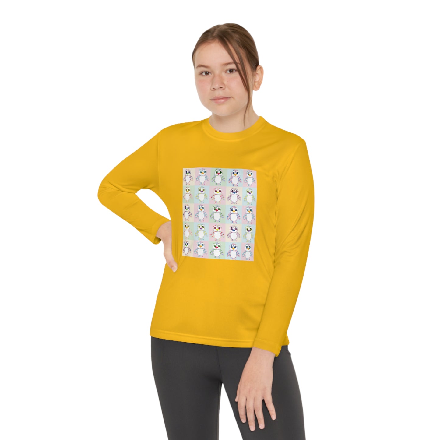 The Penguinies Pop Art Youth Long Sleeve Competitor Tee