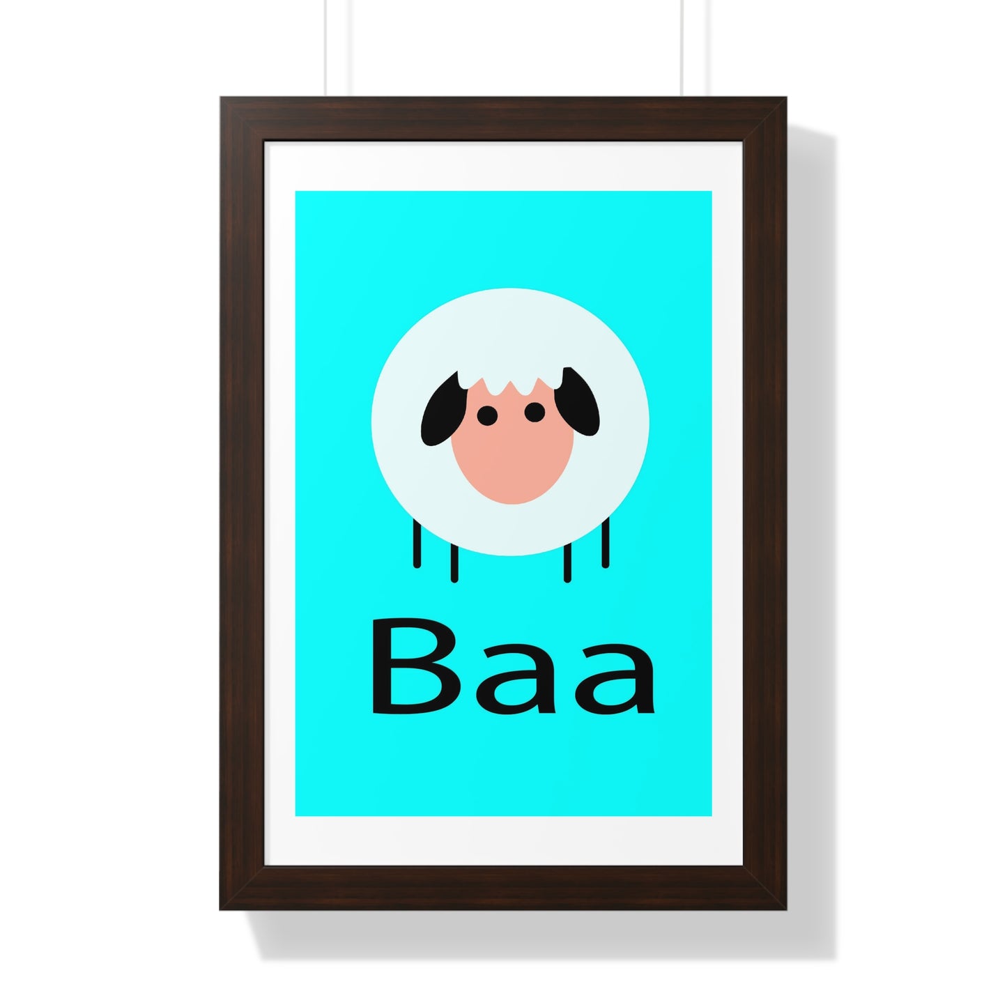 Sheep Baa Blue Art Framed Vertical Poster