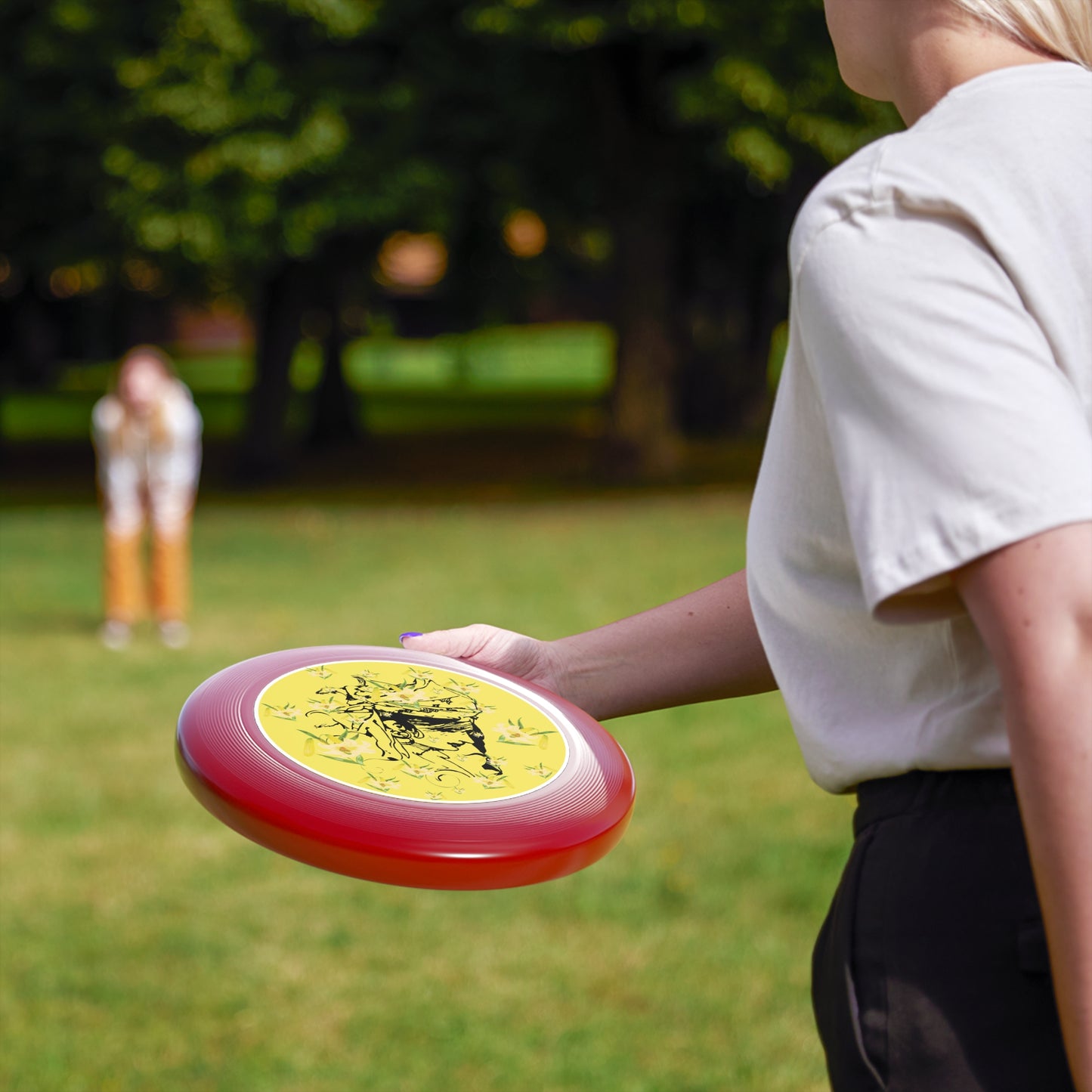 Daffodil Woman Art Wham-O Frisbee