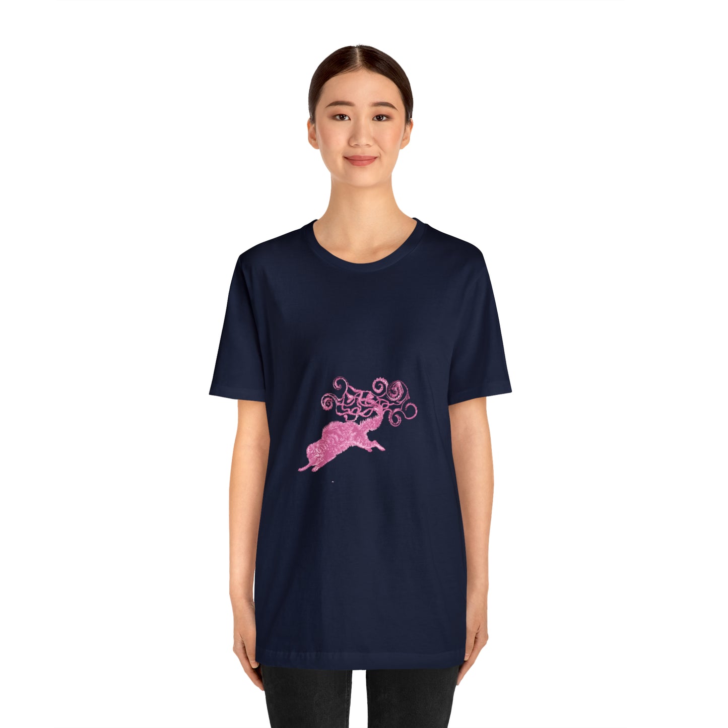 Pink Cat's Tail Art Unisex Jersey Short Sleeve Tee