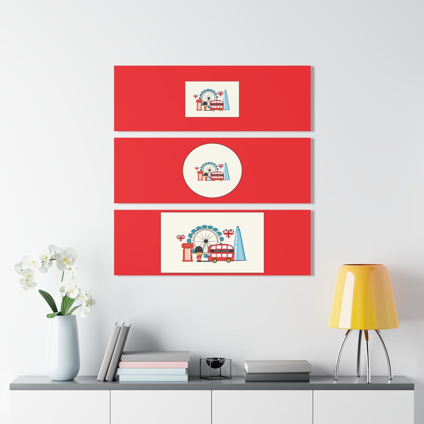 London Illustration Art Acrylic Prints (Triptych)