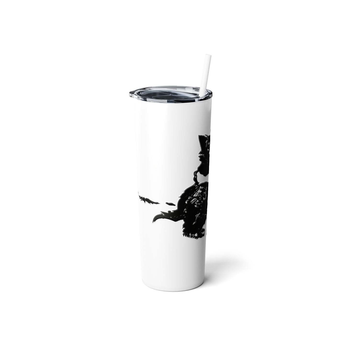 Kissing Cats Black & White Skinny Steel Tumbler with Straw, 20oz