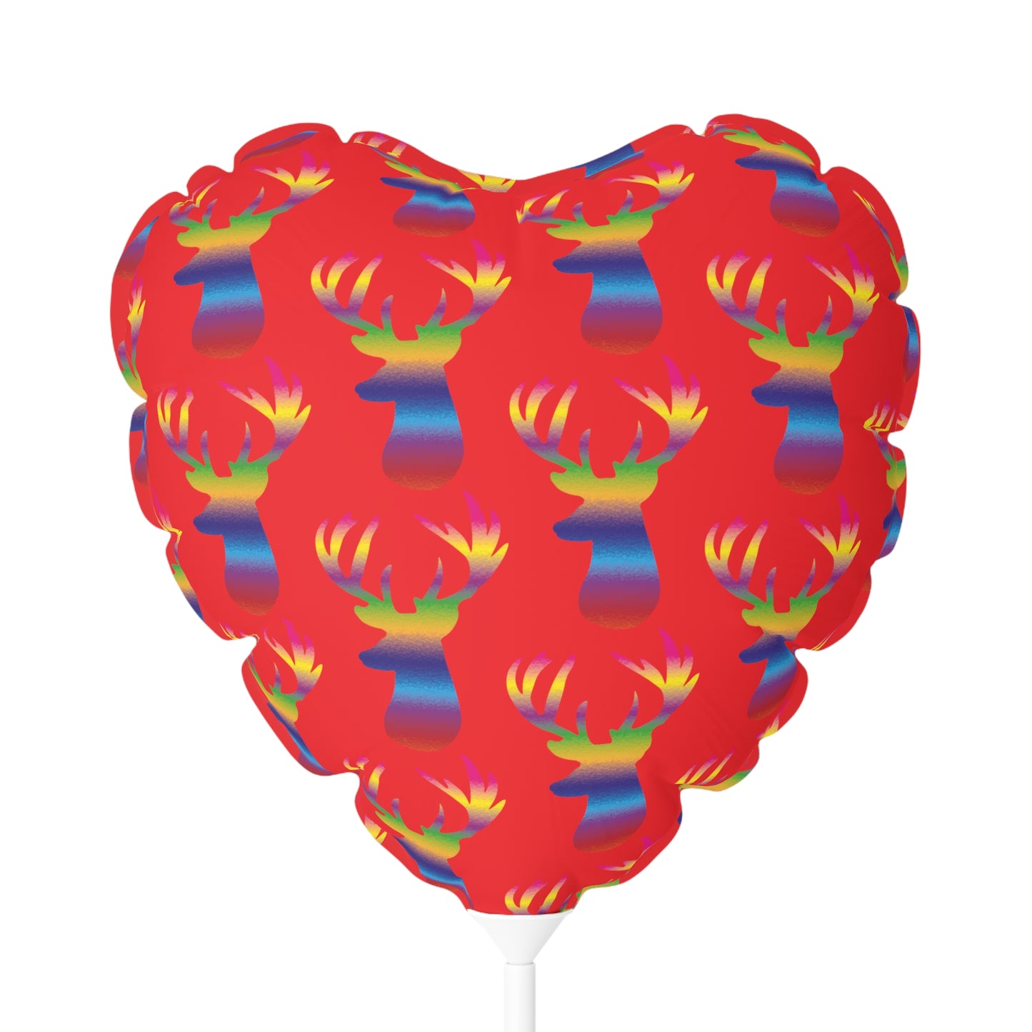 Rainbow Stag Head Pattern, Red Balloon (Round and Heart-shaped), 11"