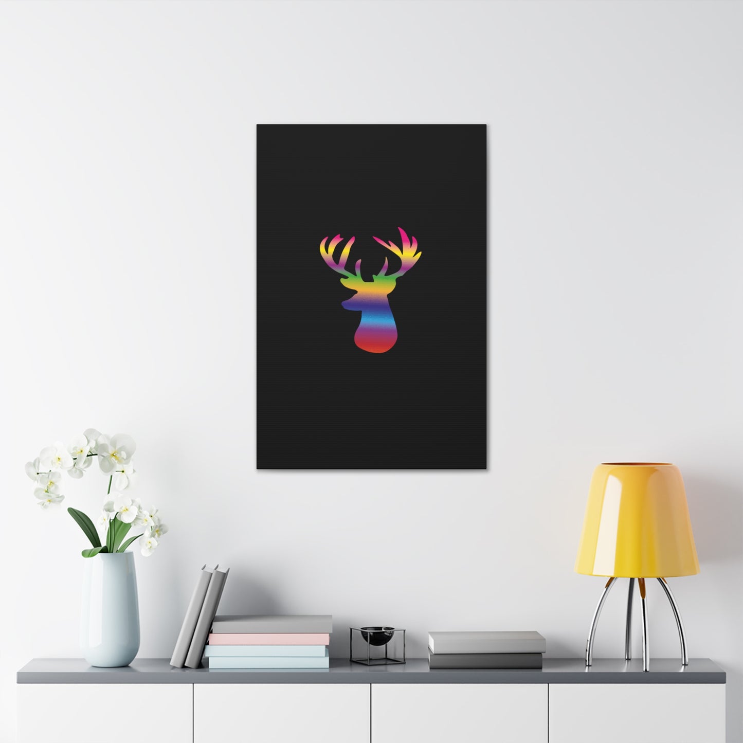 Rainbow Stag Head Canvas Gallery Wraps