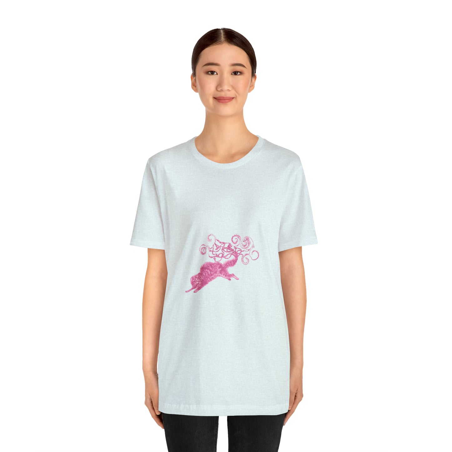 Pink Cat's Tail Art Unisex Jersey Short Sleeve Tee