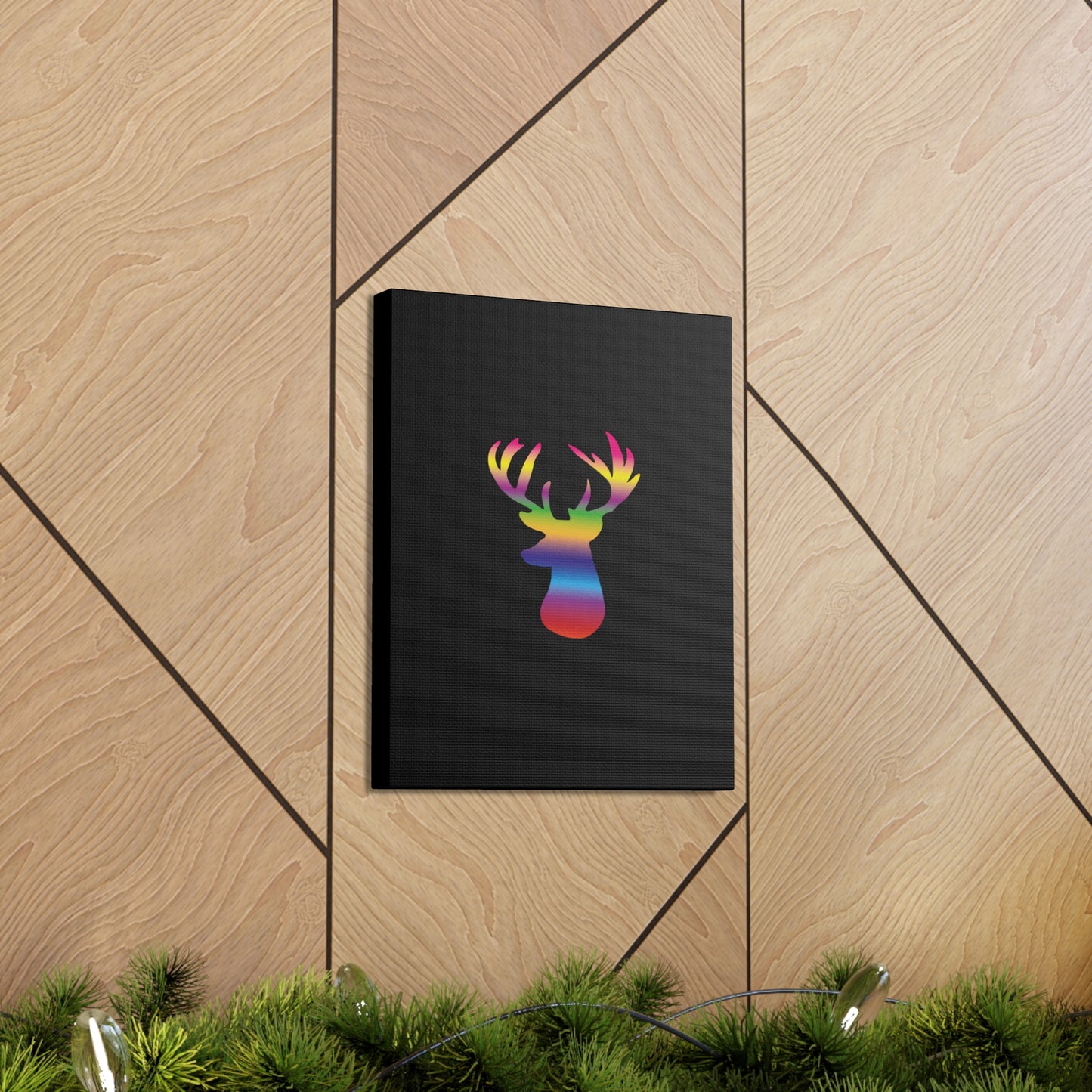 Rainbow Stag Head Canvas Gallery Wraps