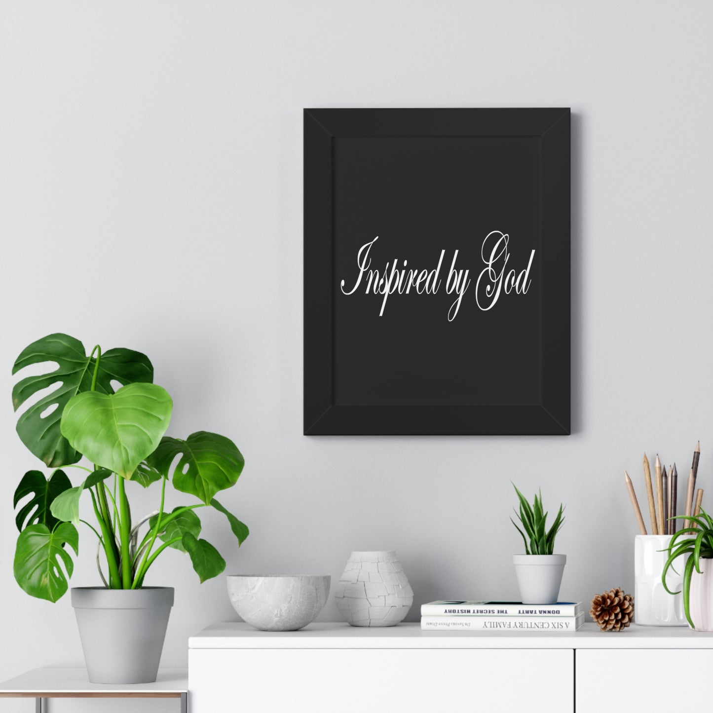 Inspired by God Typography Quote Framed Vertical Poster