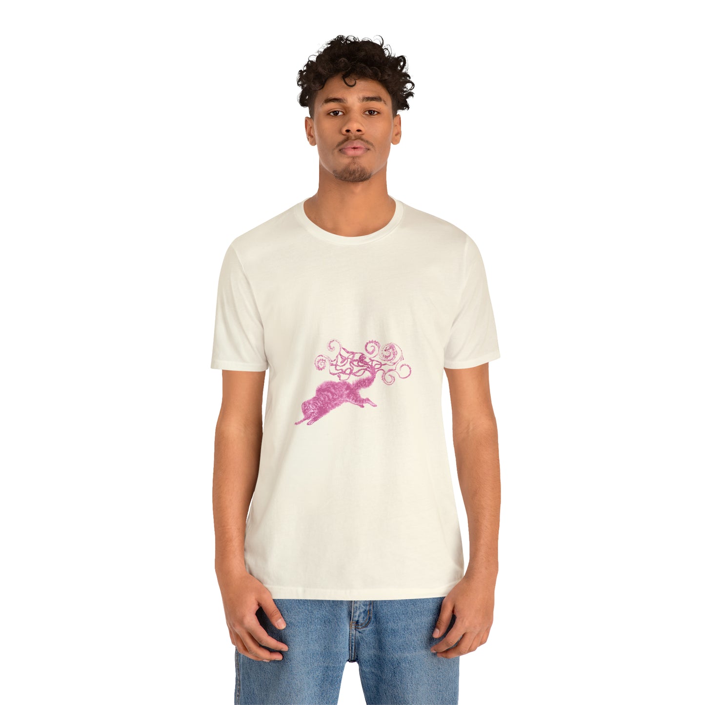 Pink Cat's Tail Art Unisex Jersey Short Sleeve Tee