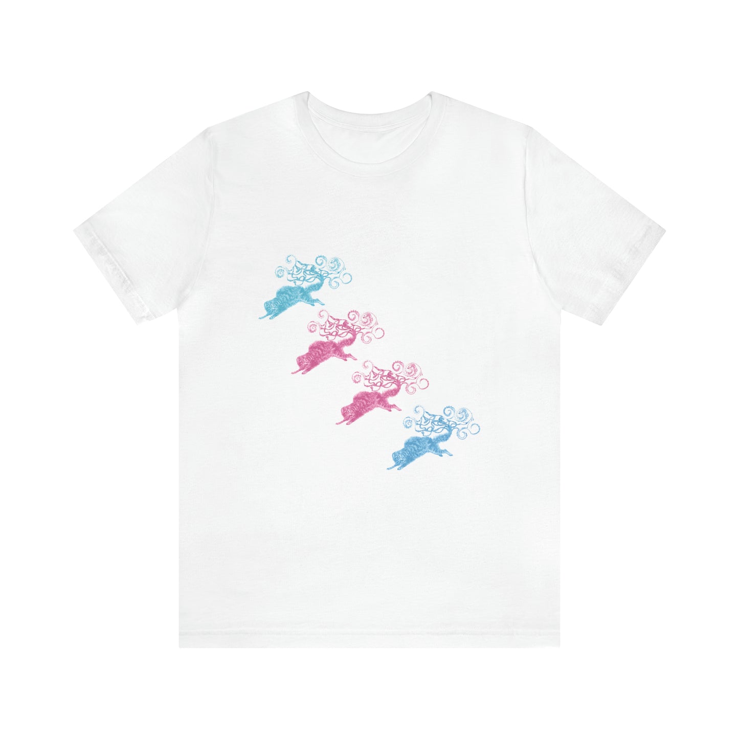 Pink & Blue Cat's Tail's Art Unisex Jersey Short Sleeve Tee