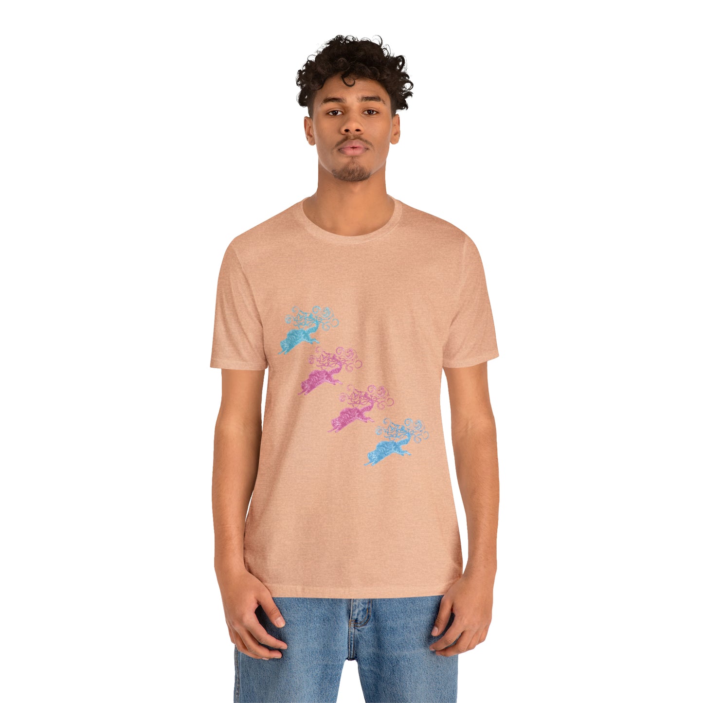 Pink & Blue Cat's Tail's Art Unisex Jersey Short Sleeve Tee