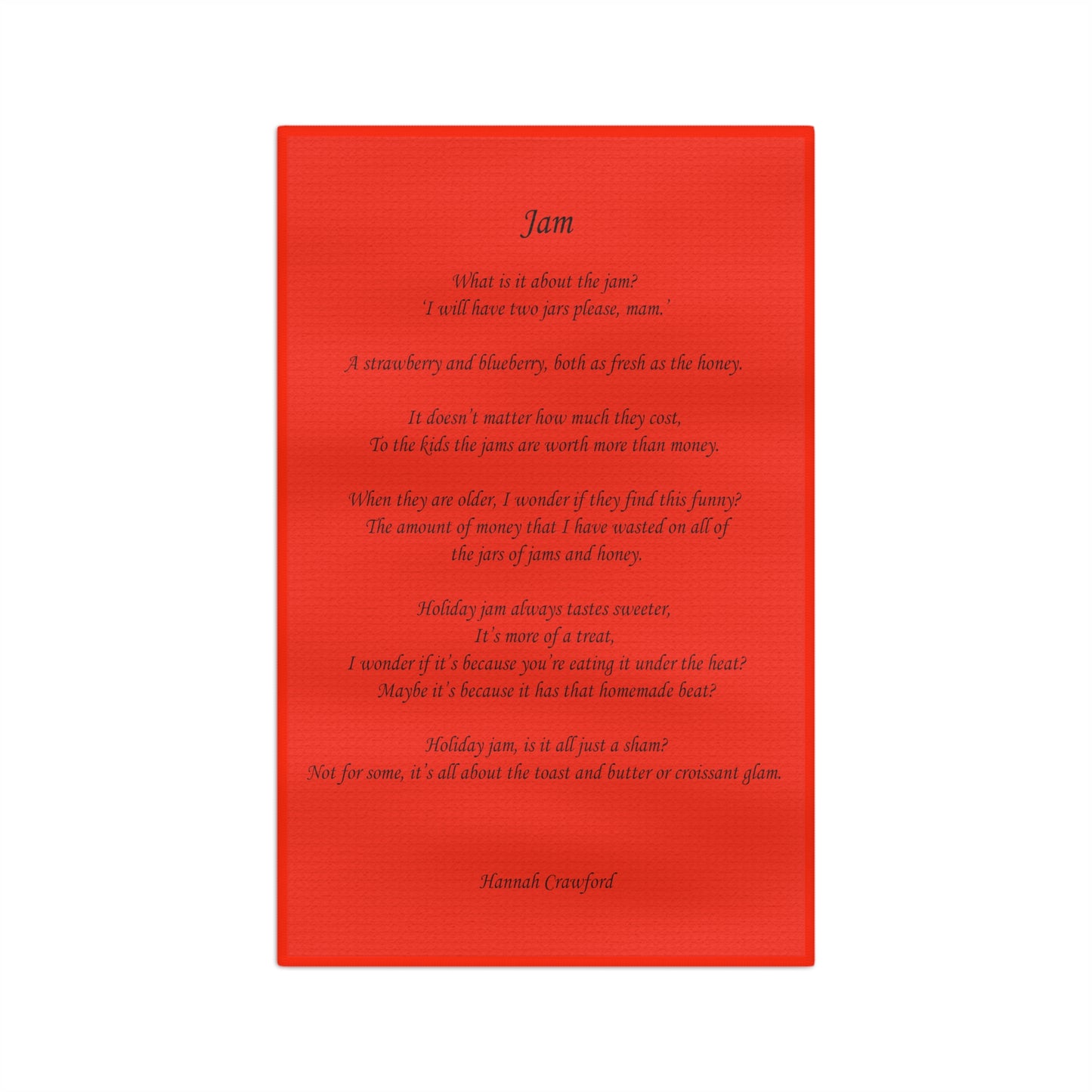 Jam Poem Red Soft Tea Towel