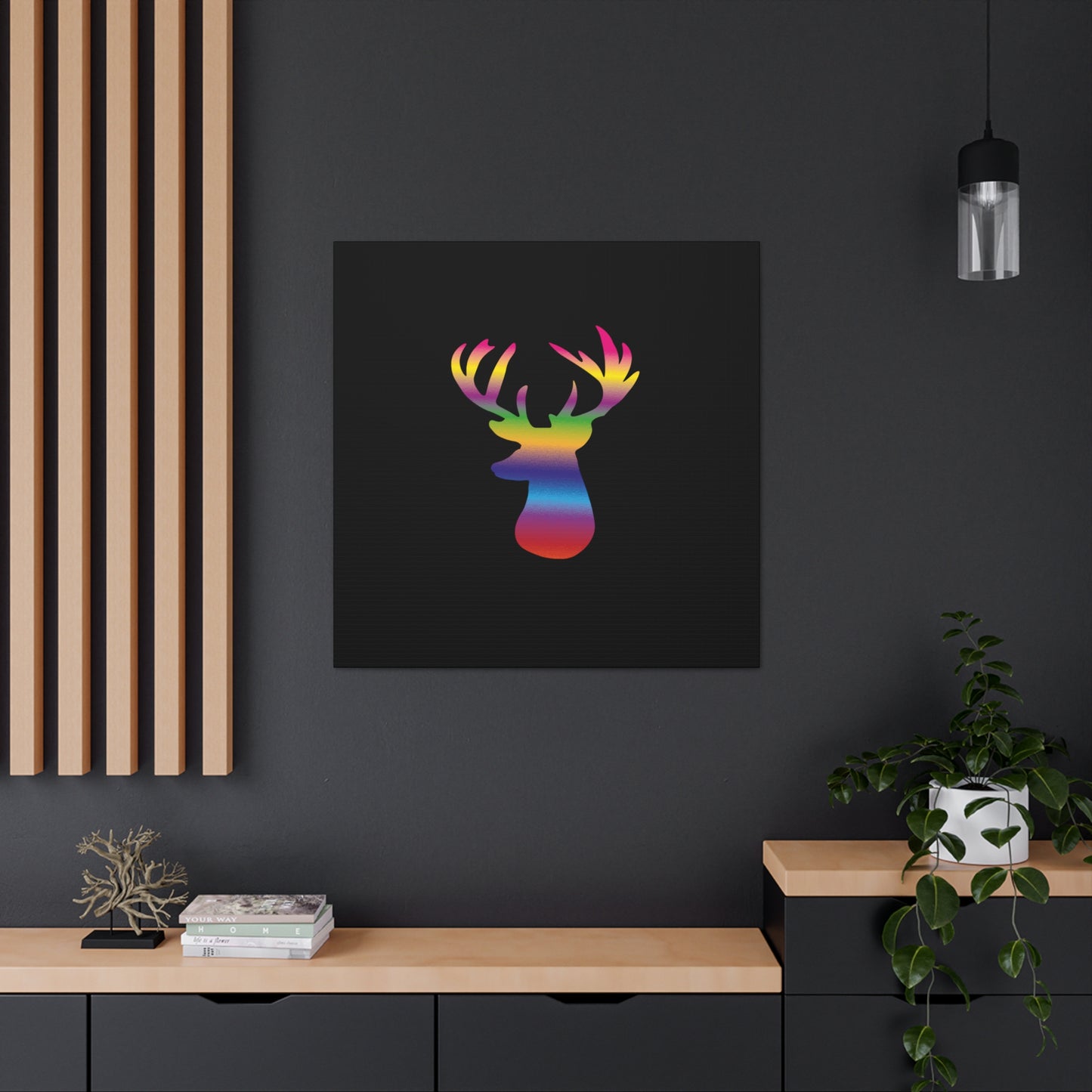 Rainbow Stag Head Canvas Gallery Wraps