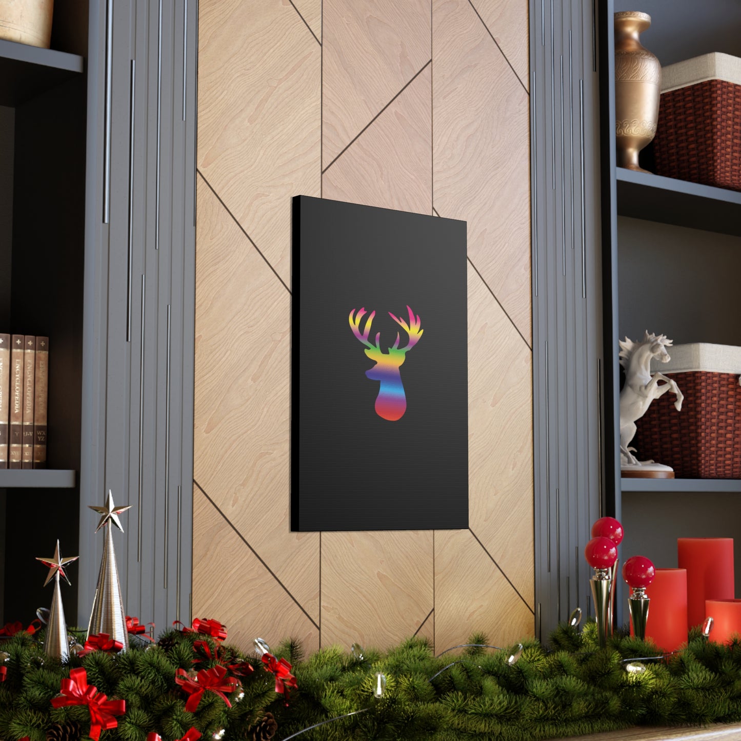 Rainbow Stag Head Canvas Gallery Wraps