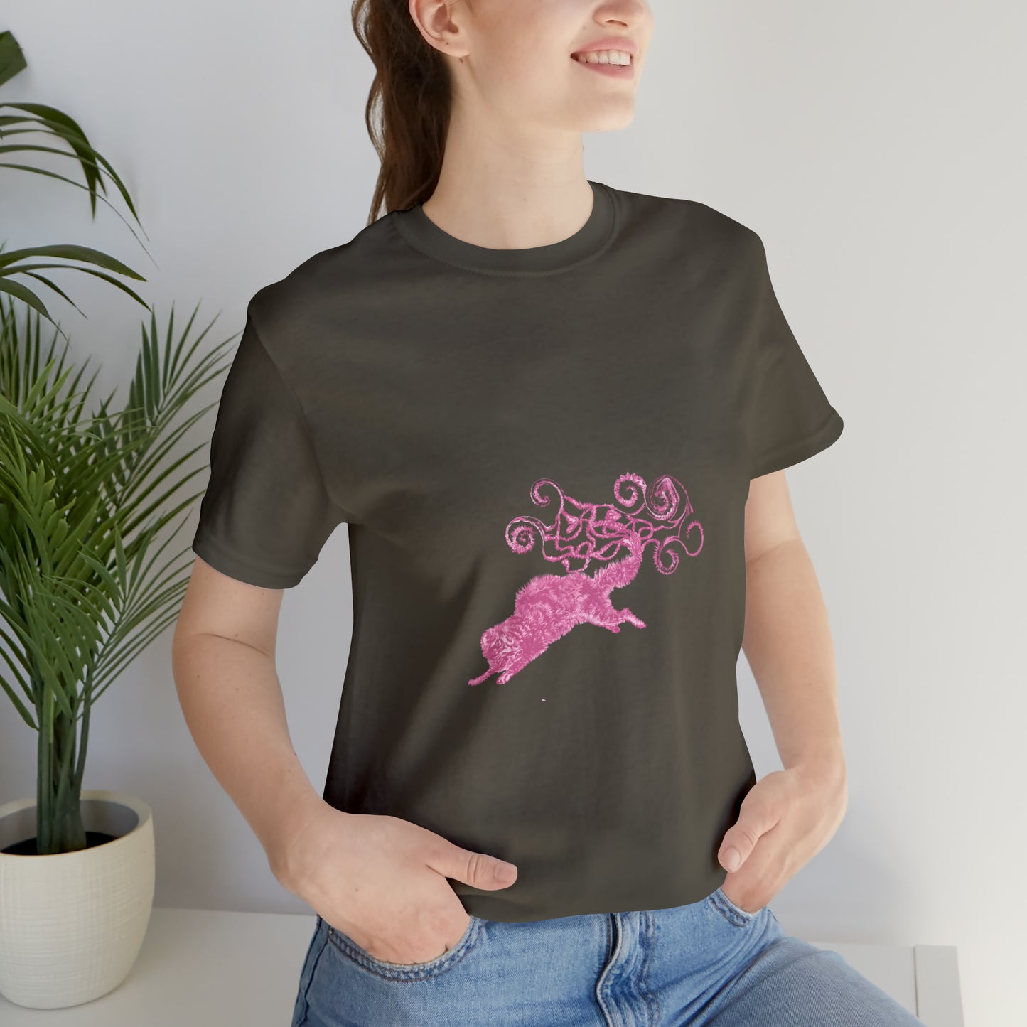 Pink Cat's Tail Art Unisex Jersey Short Sleeve Tee