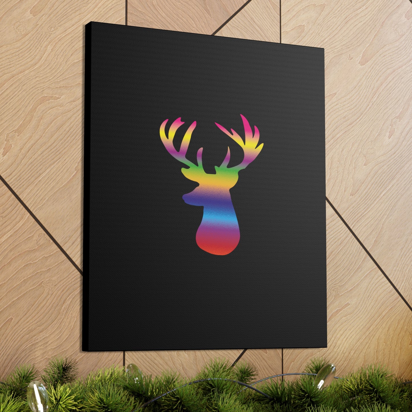 Rainbow Stag Head Canvas Gallery Wraps