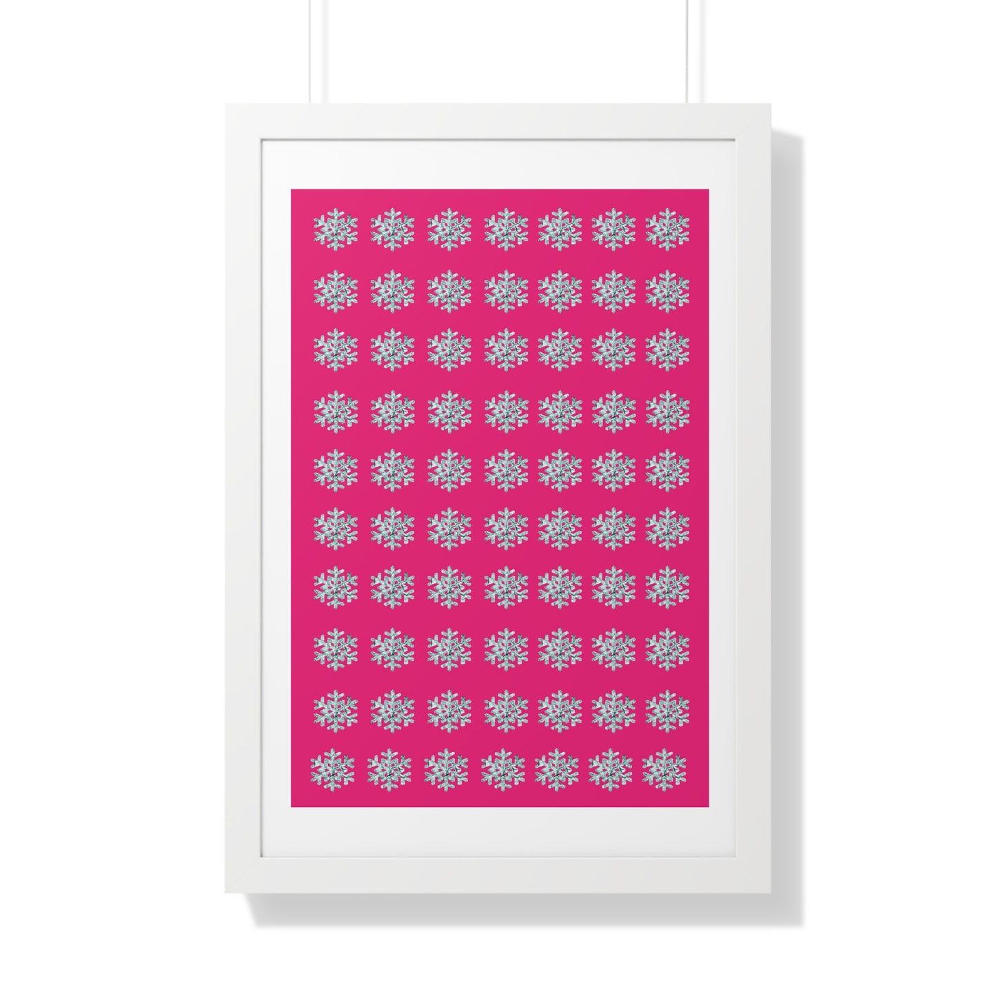 Snowflake Pattern Pink Framed Vertical Poster