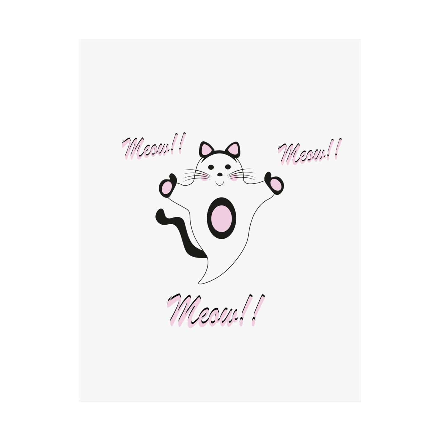 Meow Cat Ghost Halloween Matte Vertical Posters