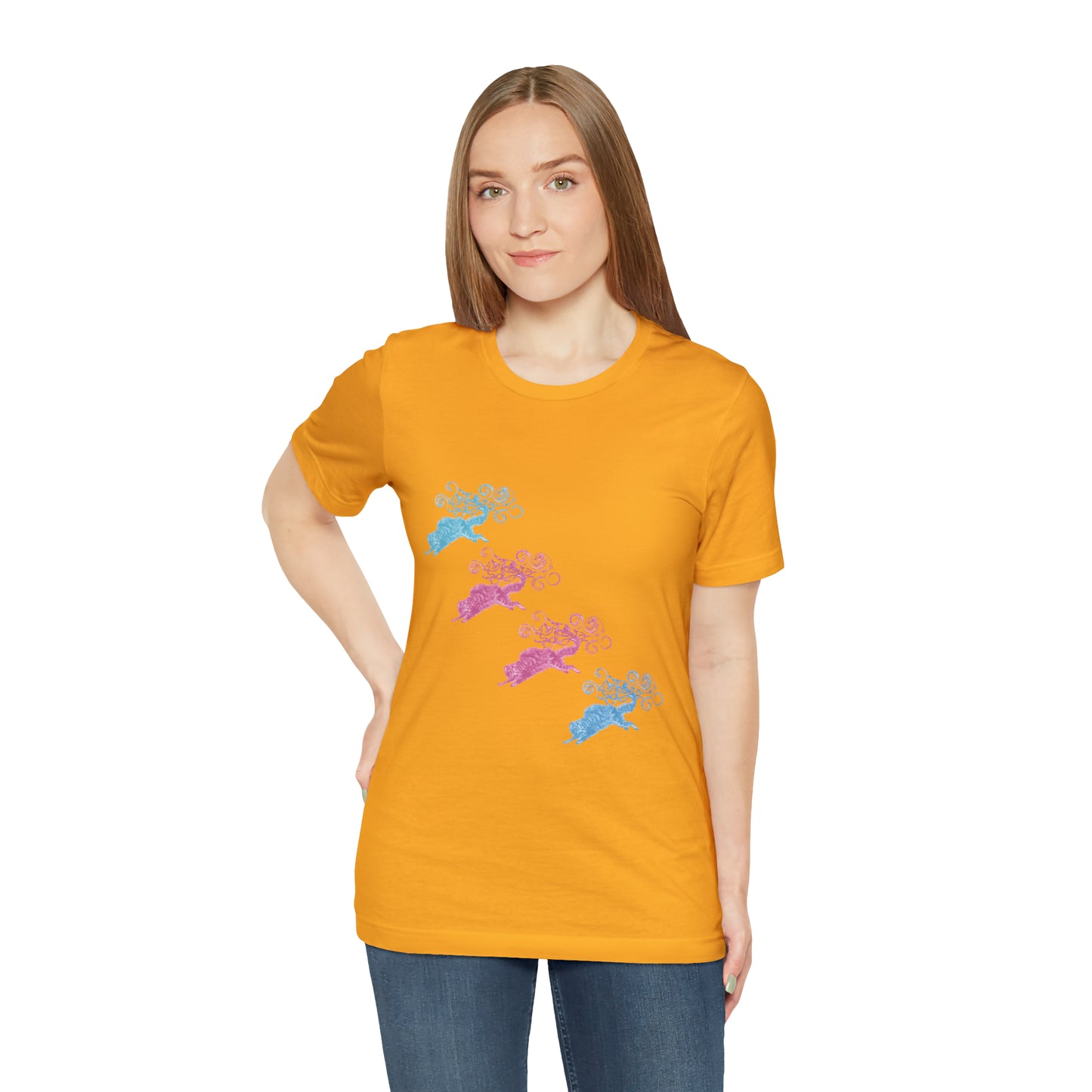 Pink & Blue Cat's Tail's Art Unisex Jersey Short Sleeve Tee