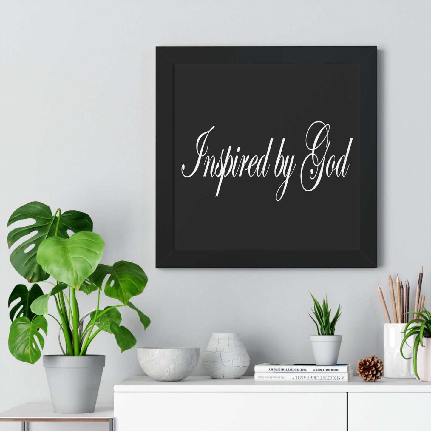 Inspired by God Typography Quote Framed Vertical Poster