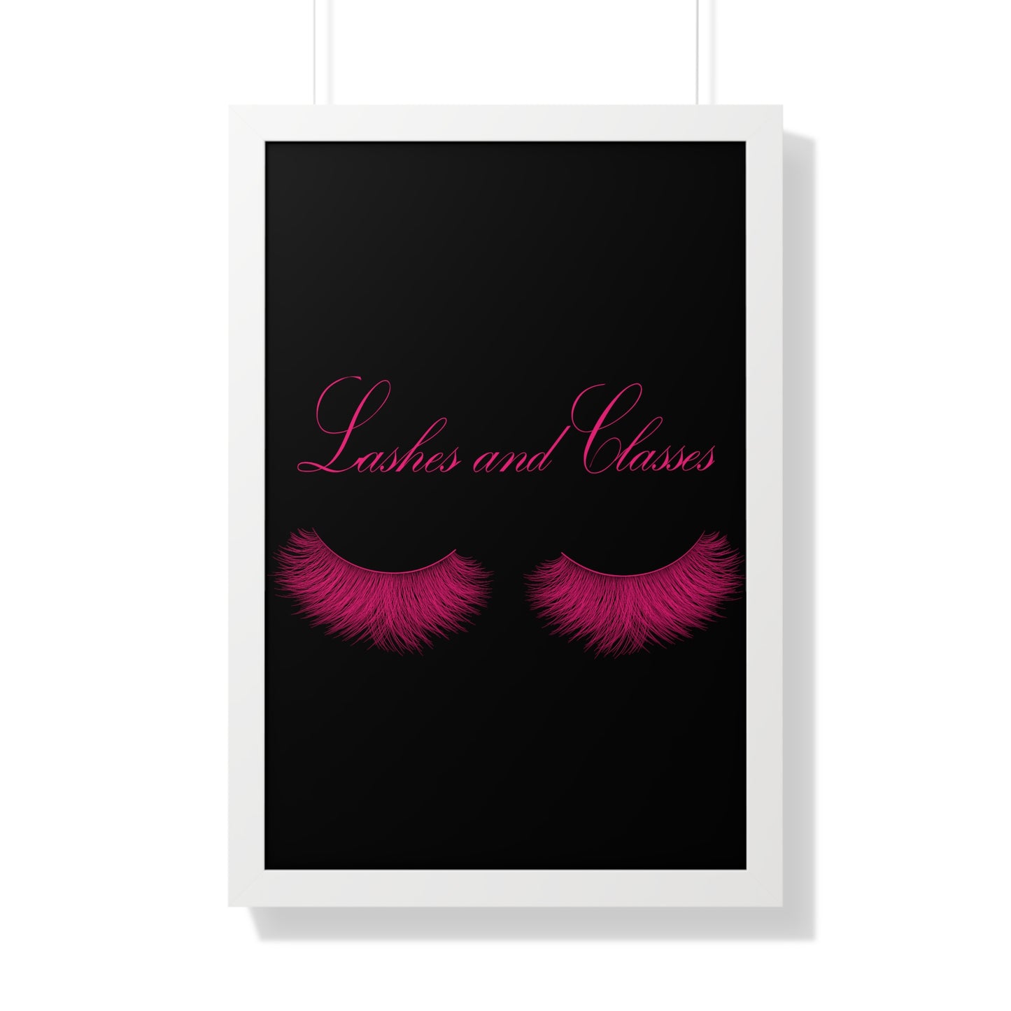 Lashes & Classes Pink and Black Framed Vertical Poster