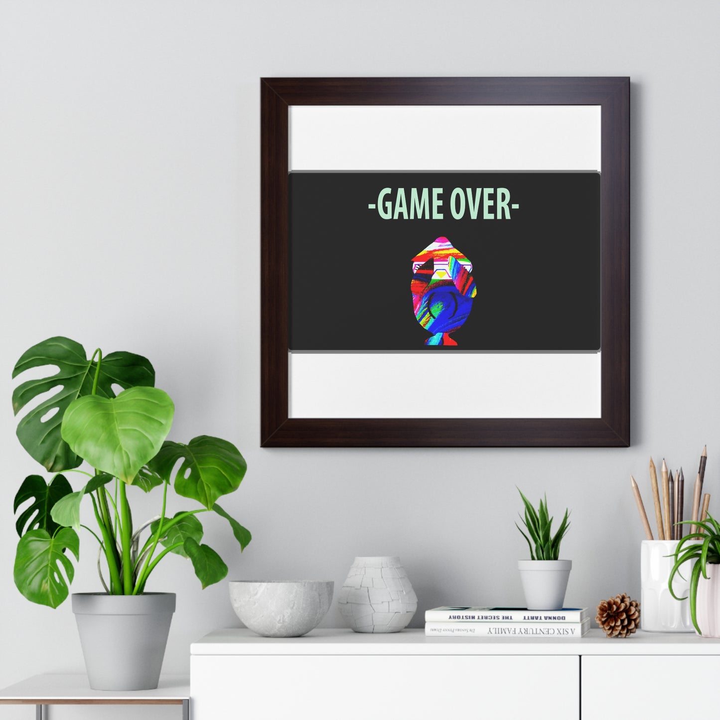 The Penguinies Original - Retro Game Over First Game App Framed Vertical Poster