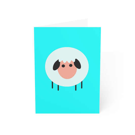 Sheep Blue Background Greeting Cards (1, 10, 30, and 50pcs)