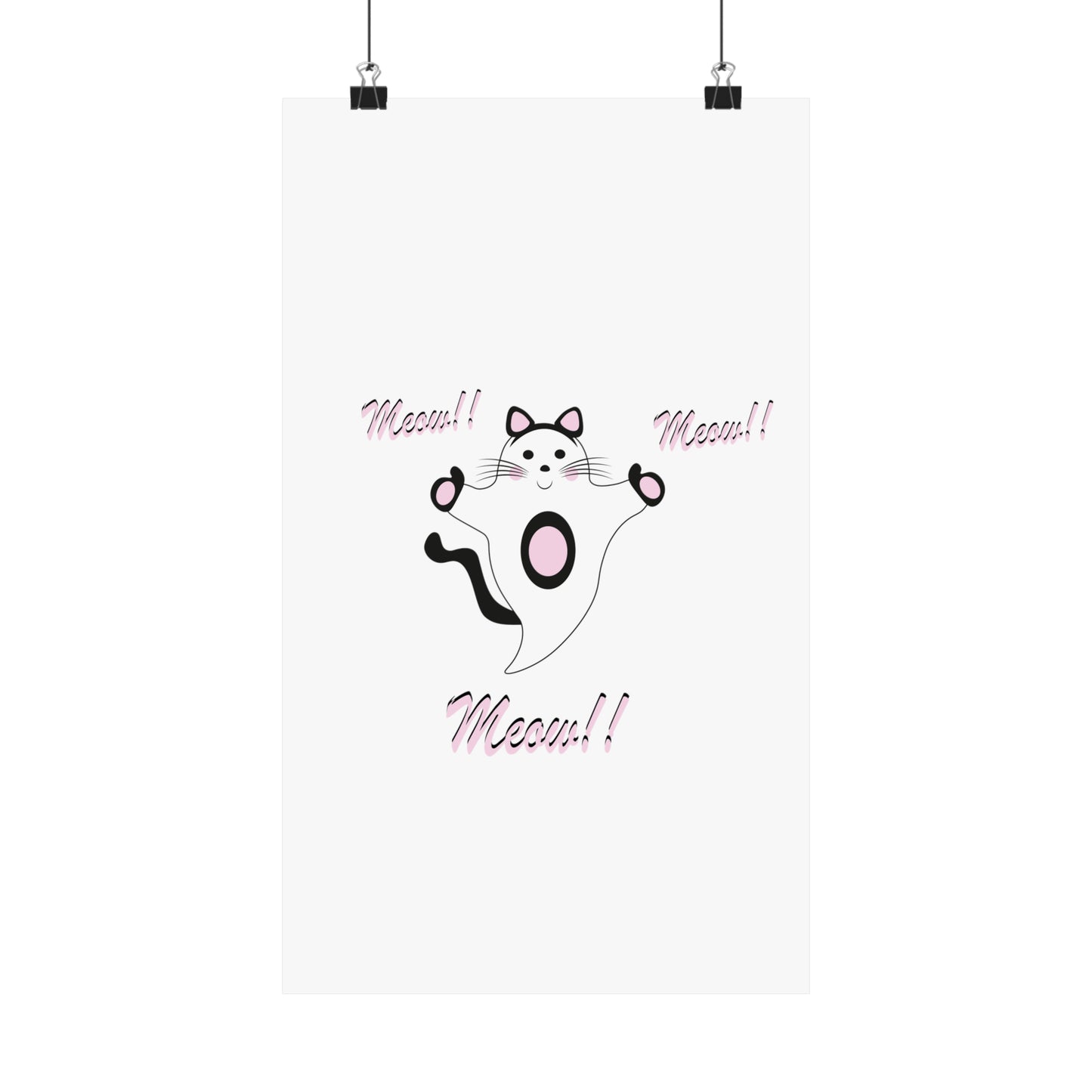 Meow Cat Ghost Halloween Matte Vertical Posters