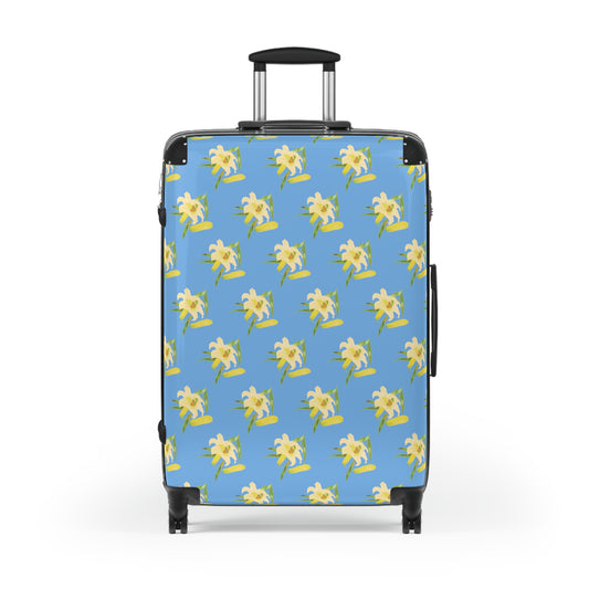 Daffodil Pattern Light Blue Suitcase