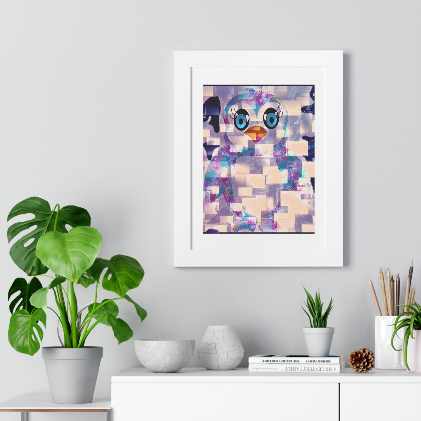 Penguinies Block Art Framed Vertical Poster