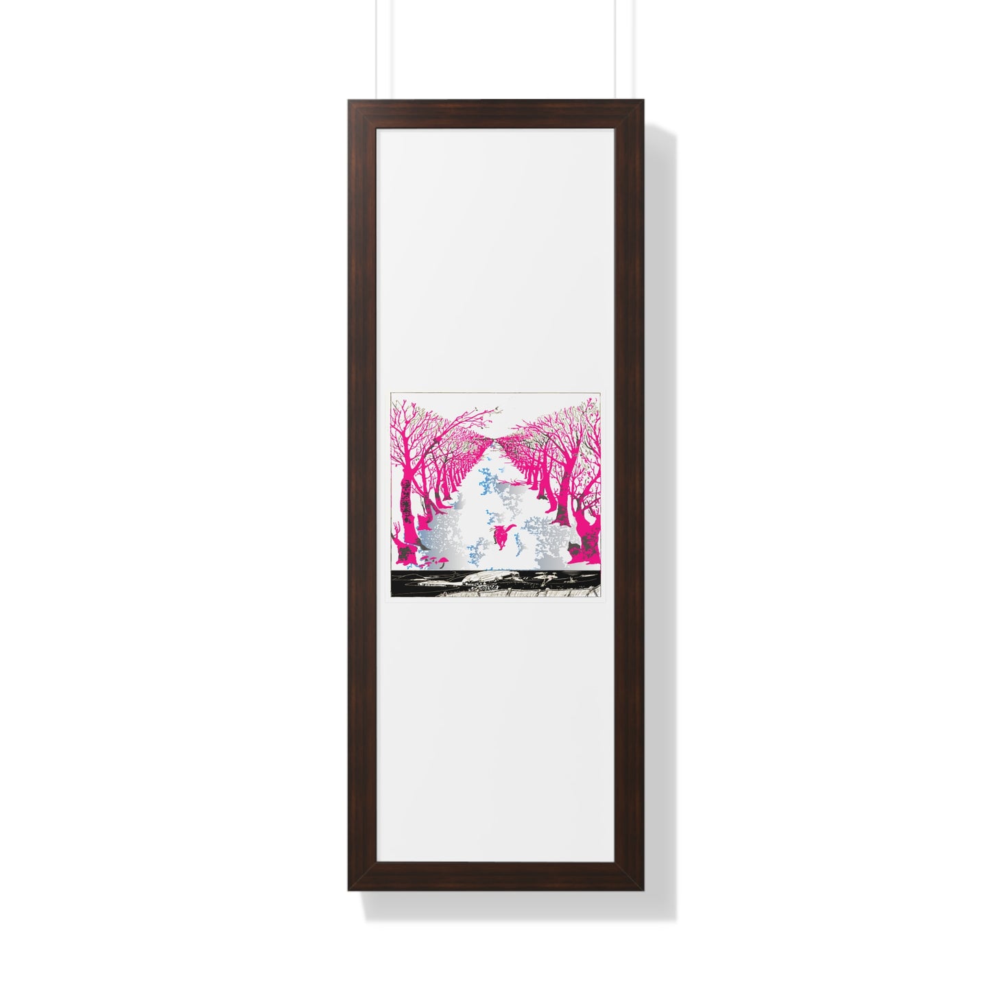 Pink Cat in the Woods Art Work Framed Vertical Poster