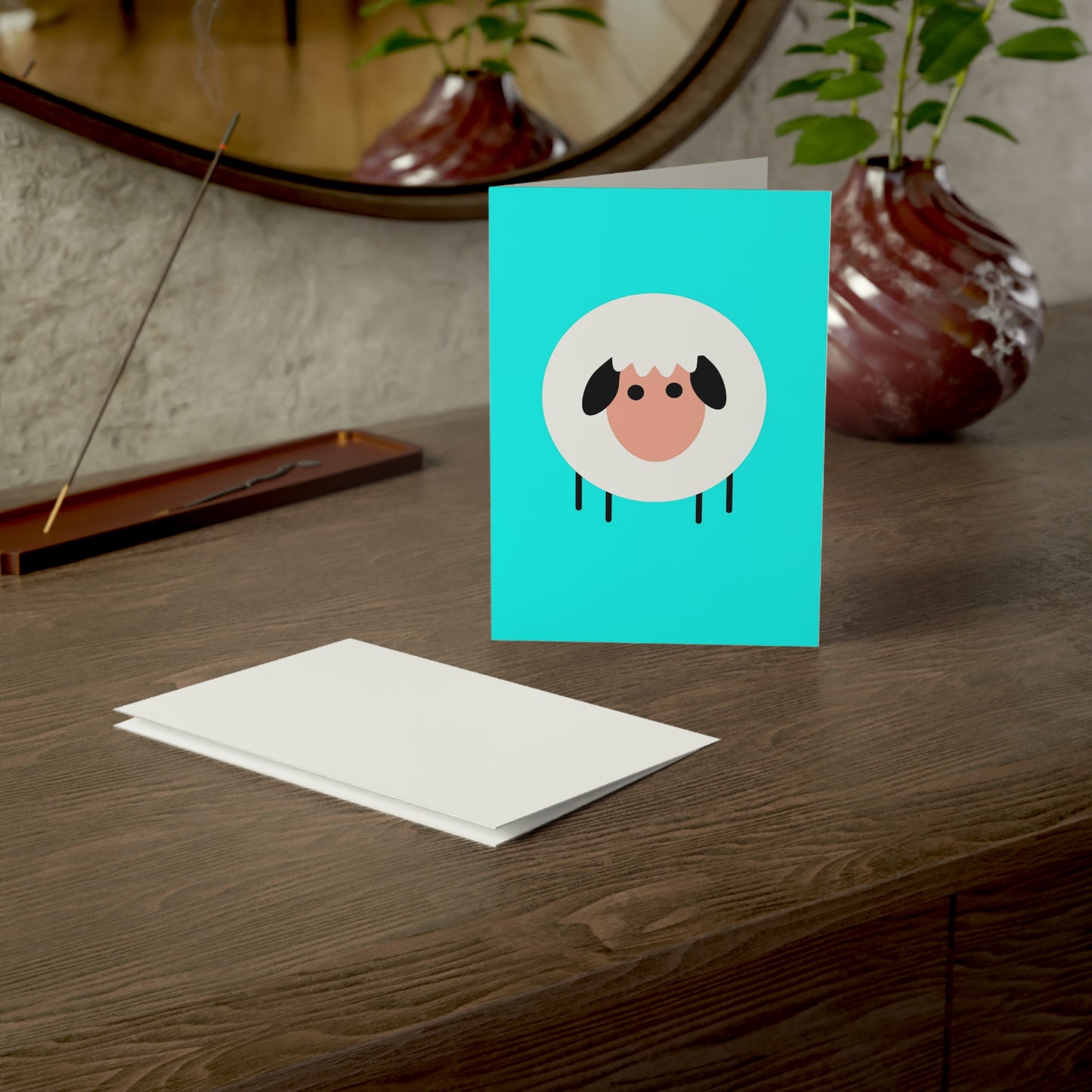 Sheep Blue Background Greeting Cards (1, 10, 30, and 50pcs)