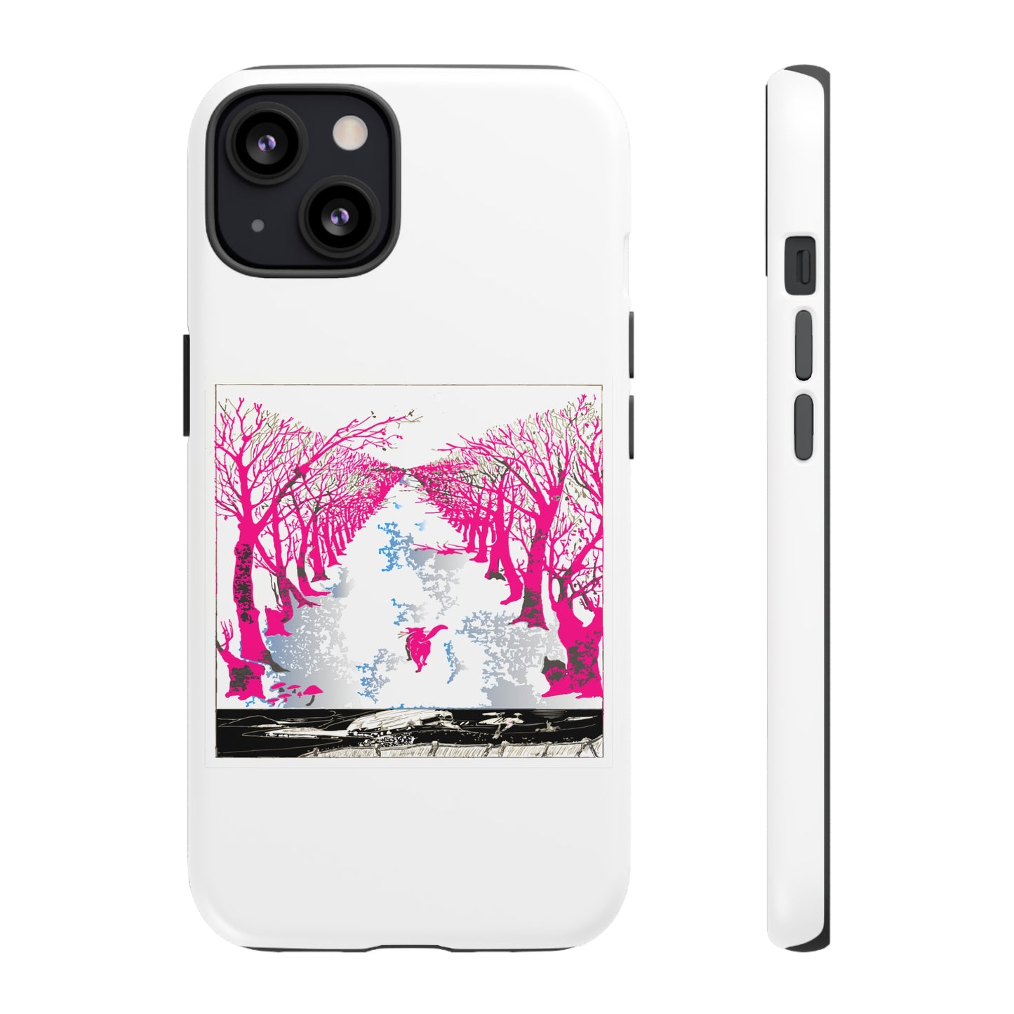 Pink Cat in the Woods Art Tough Cases