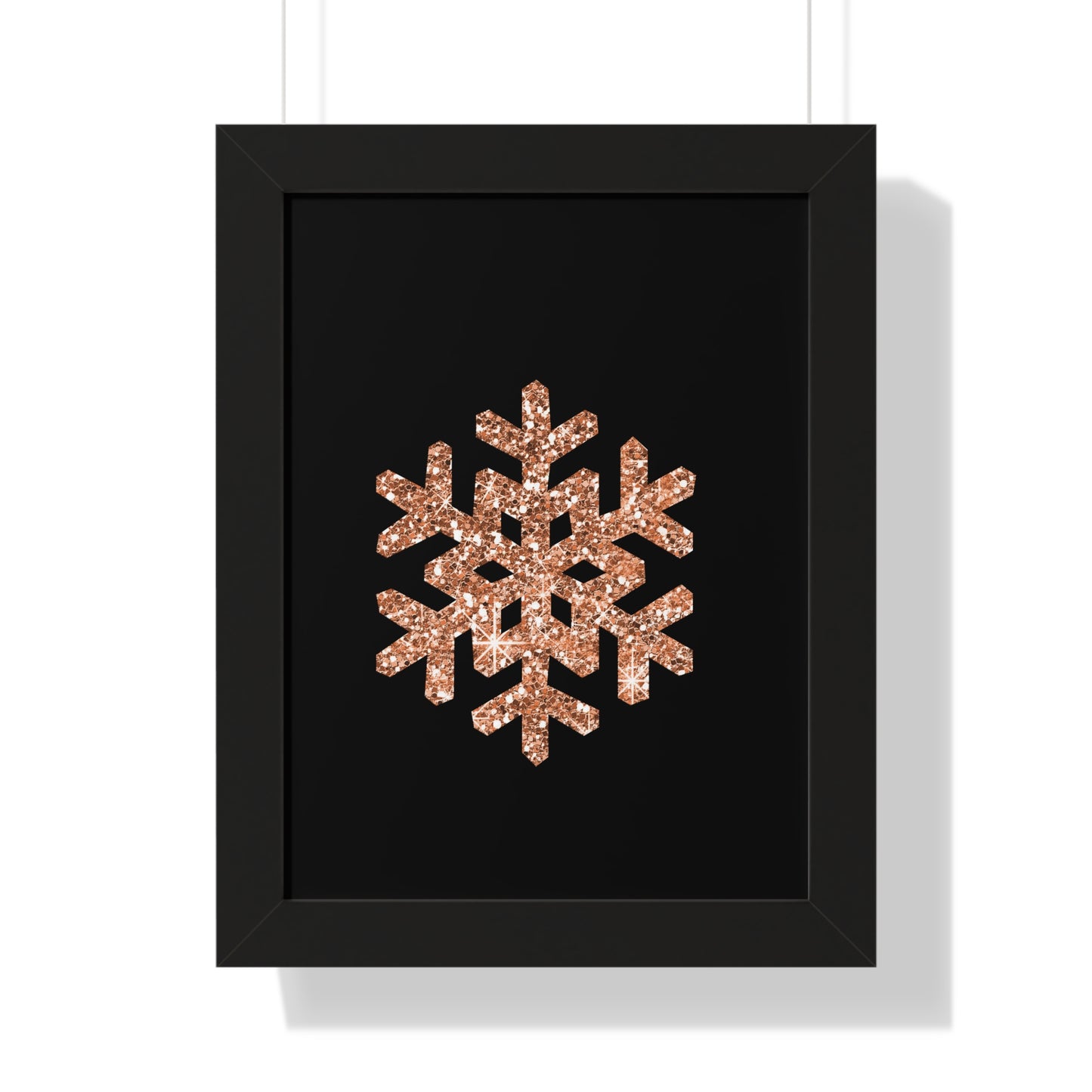 Rose Gold Snowflake Art Framed Vertical Poster