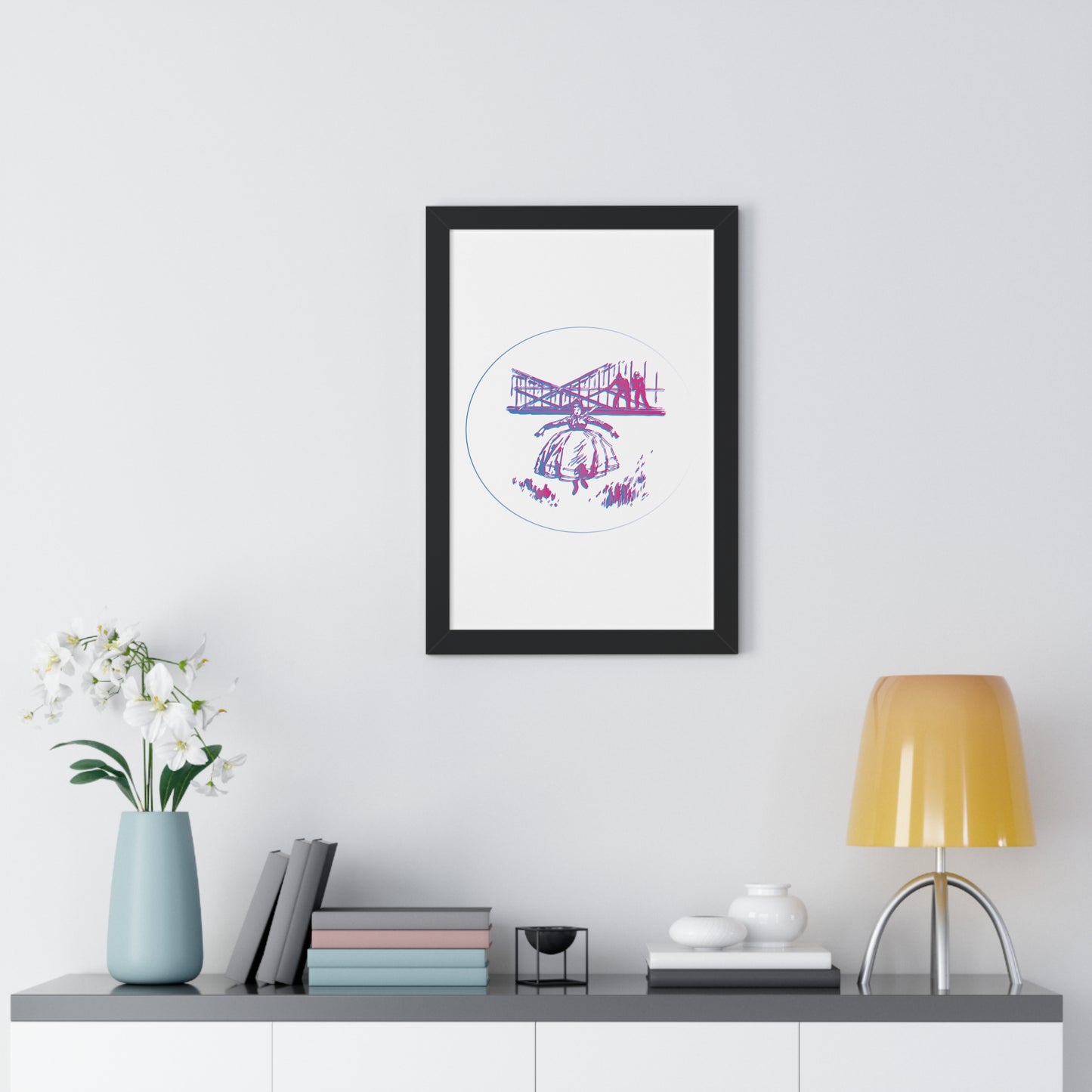 Woman Jumping Art Purple Framed Vertical Poster